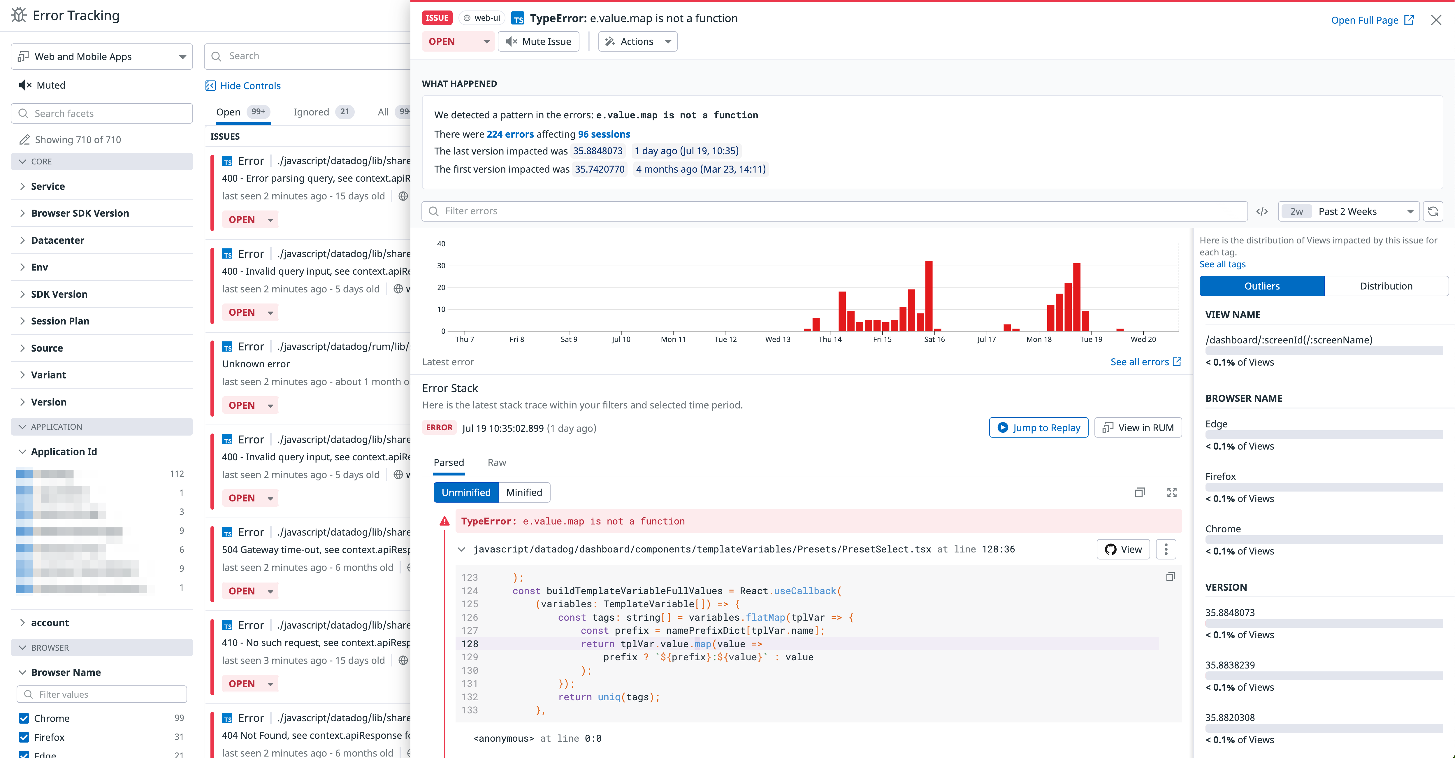 Pivot from Session Replay to Error Tracking