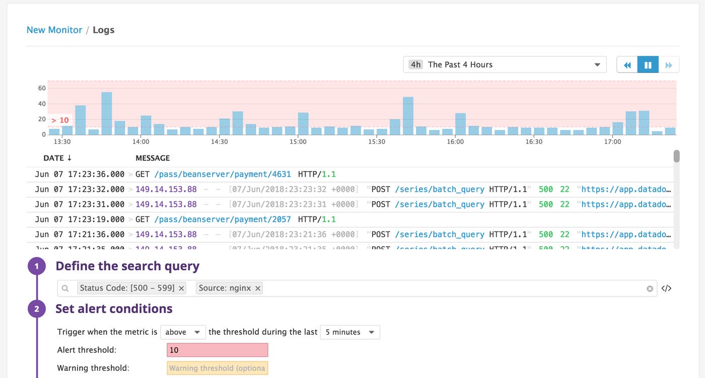 NGINX log monitor query NGINX log monitor query