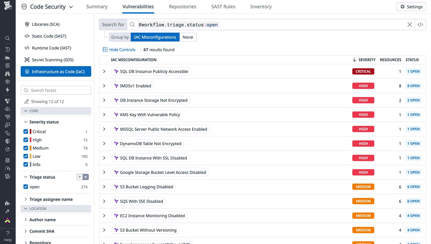 Detect IaC vulnerabilities in Datadog Code Security Detect IaC vulnerabilities in Datadog Code Security