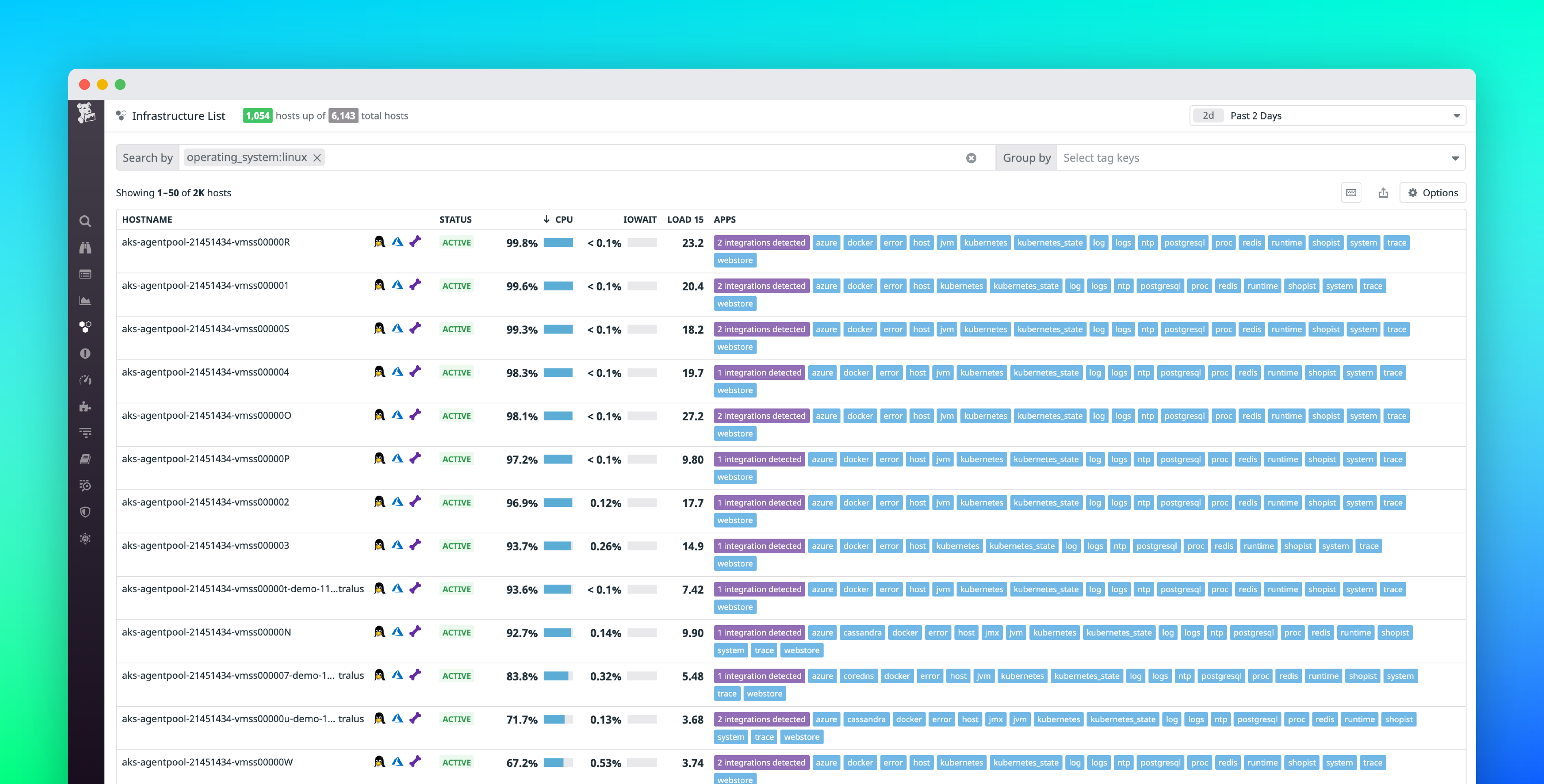 Use the improved infrastructure list to track your hosts’ health