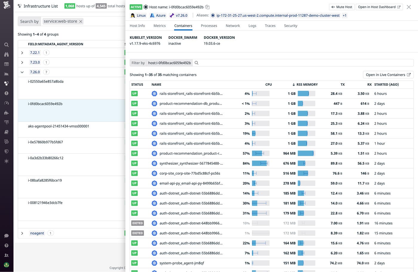The Containers tab gives a breakdown of resource consumption by each container running on the host. The Containers tab gives a breakdown of resource consumption by each container running on the host.