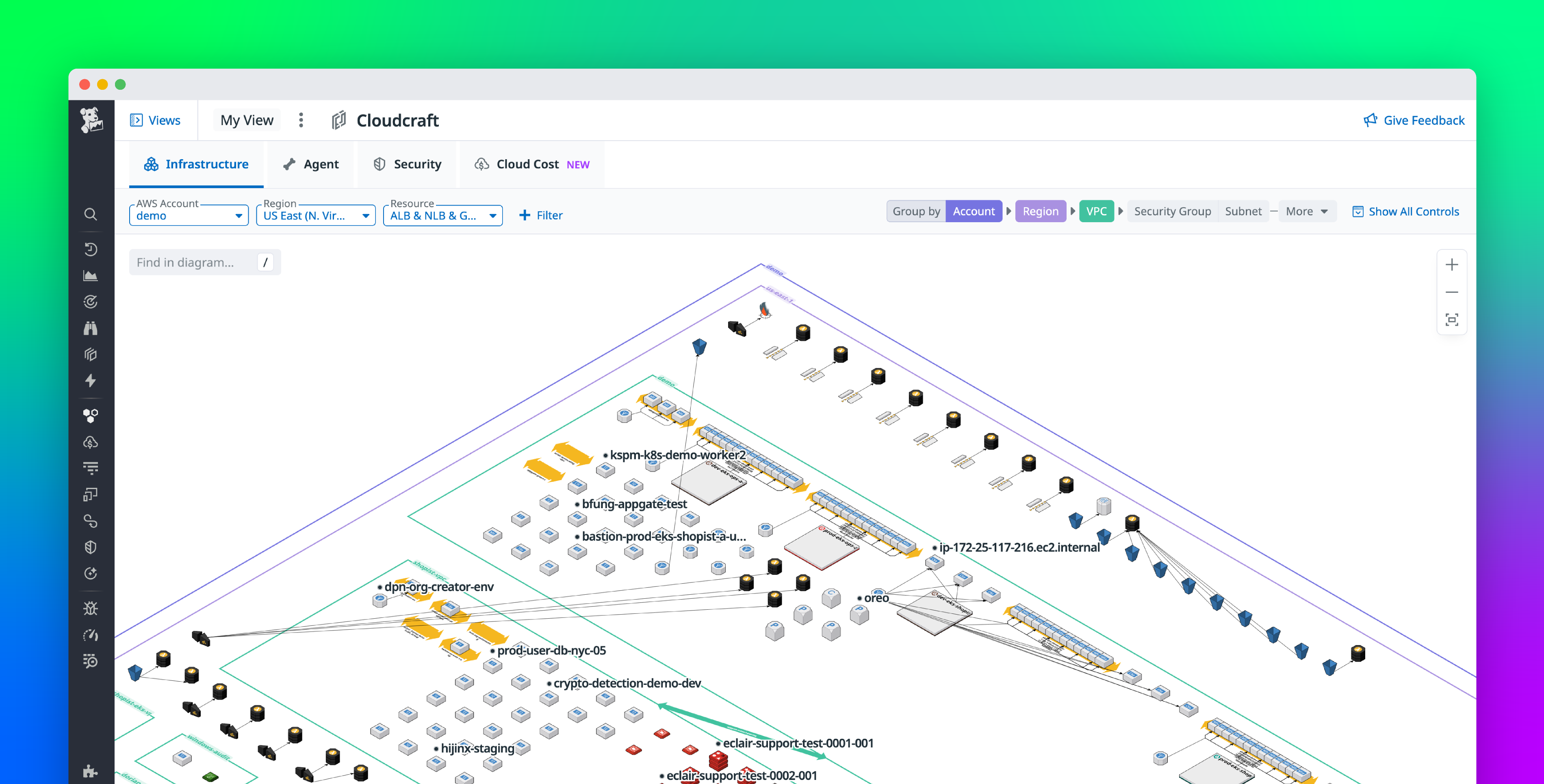 Create rich, up-to-date visualizations of your AWS infrastructure with Cloudcraft in Datadog