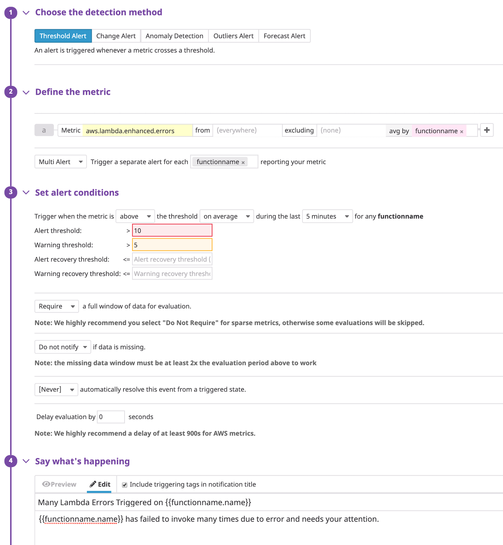 You can alert on Lambda errors in real time