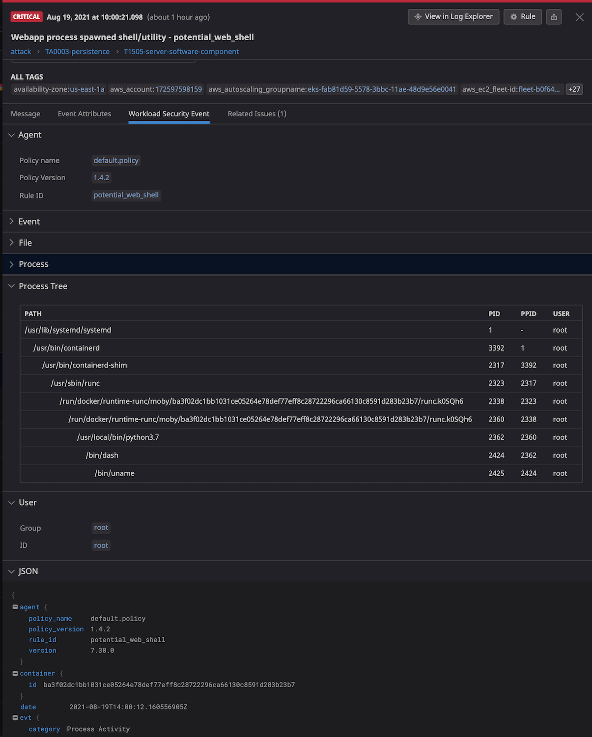 Security signals include environment variables and command-line arguments which can help you determine the scope of security attacks.
