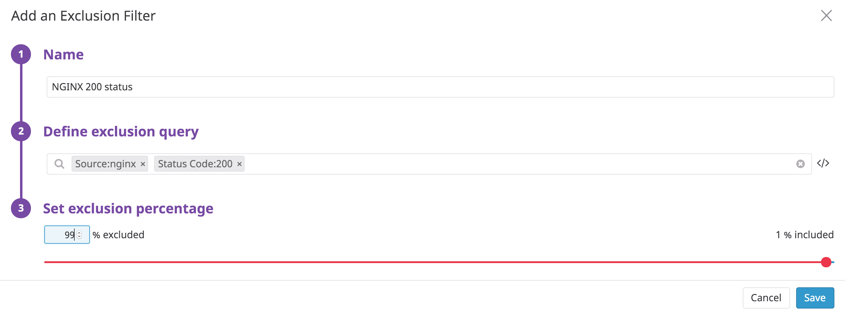 Create filters to reduce the number of ingested logs you want to index.