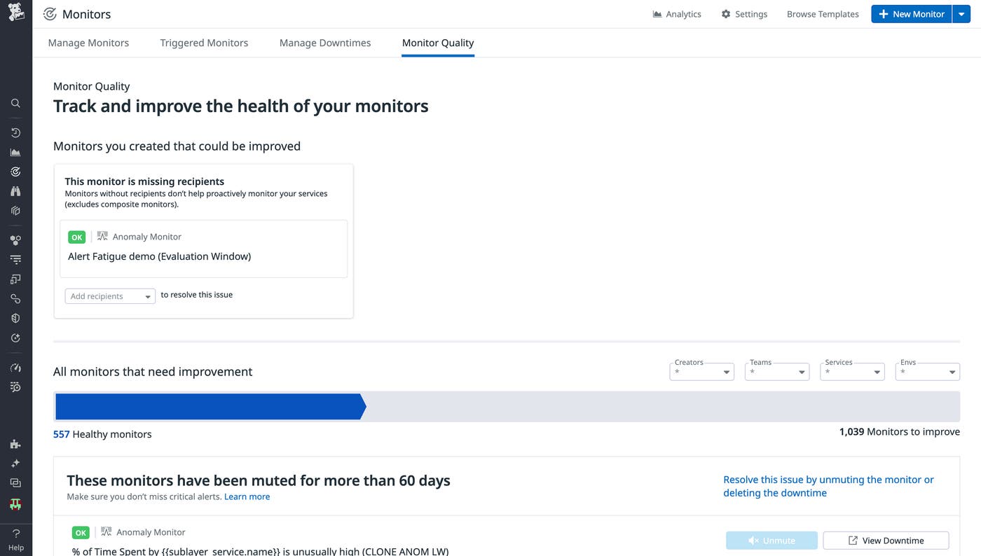 Aggregate the quality of your monitors in one view. Aggregate the quality of your monitors in one view.