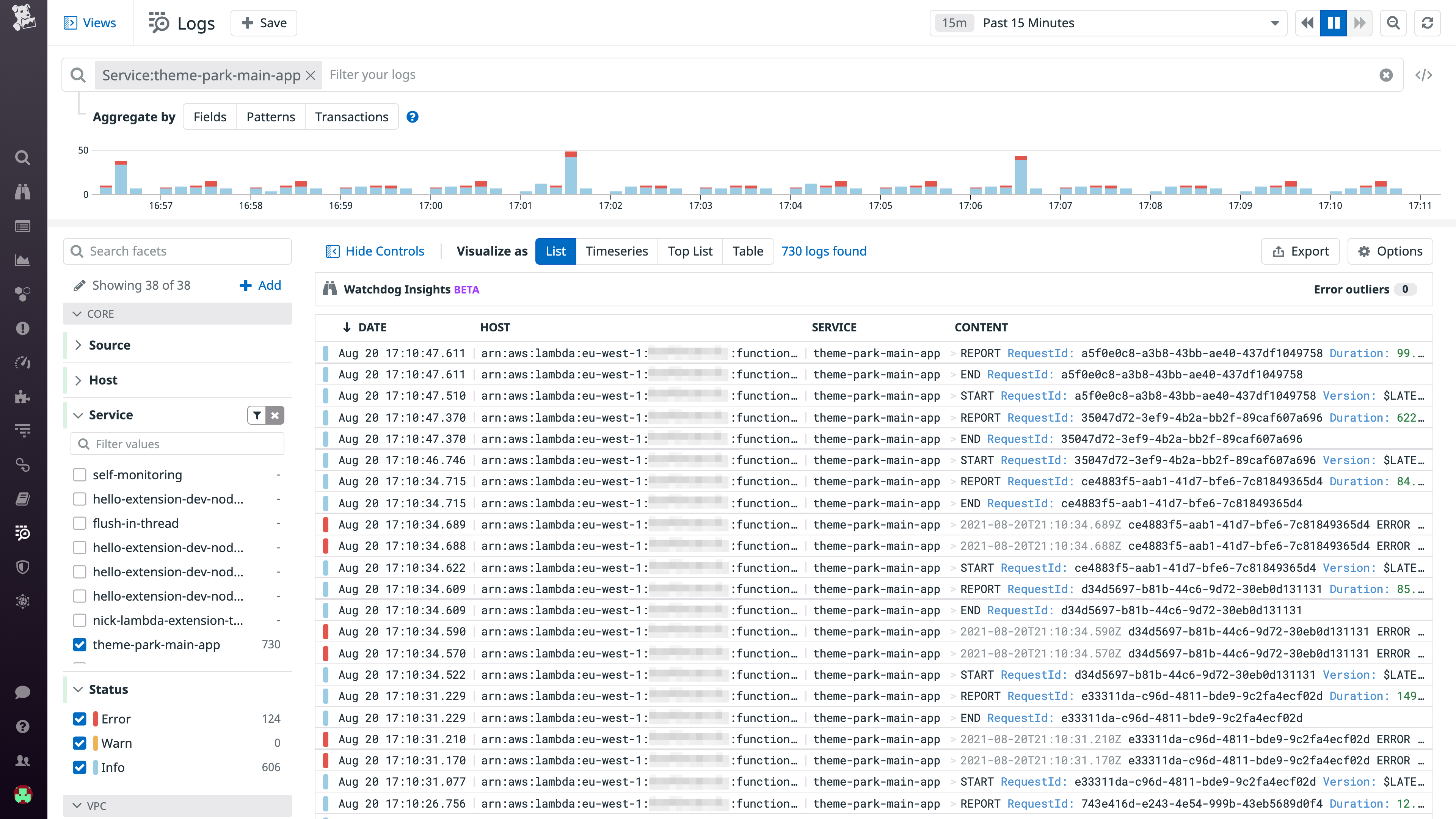 View and explore all your AWS serverless logs in the Log Explorer