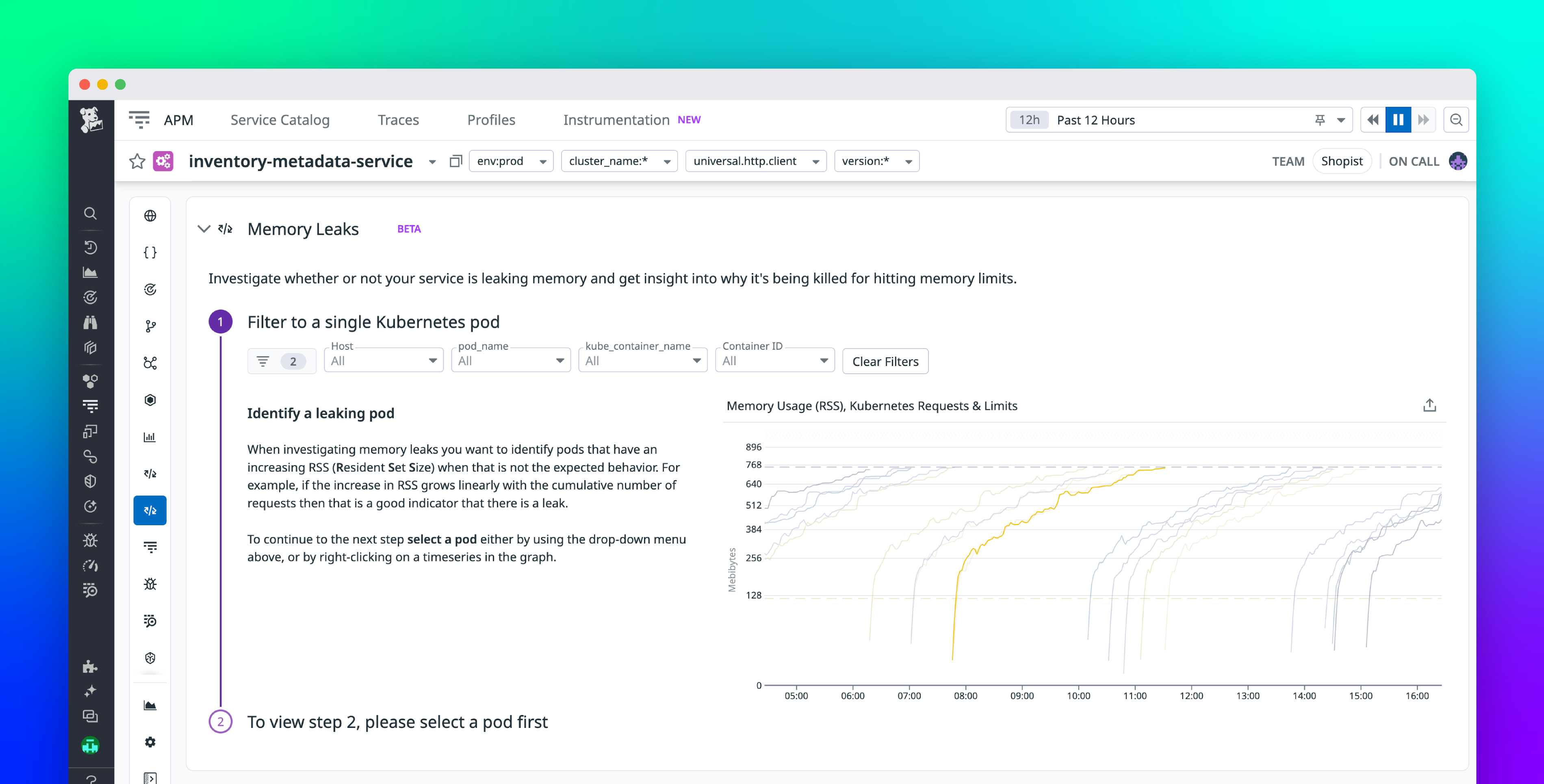 Investigate memory leaks and OOMs with Datadog’s guided workflow