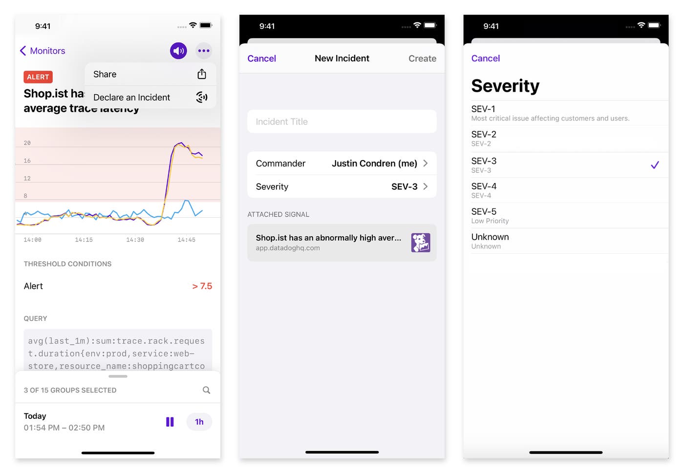 Declaring an incident via the Datadog mobile app. Declaring an incident via the Datadog mobile app.