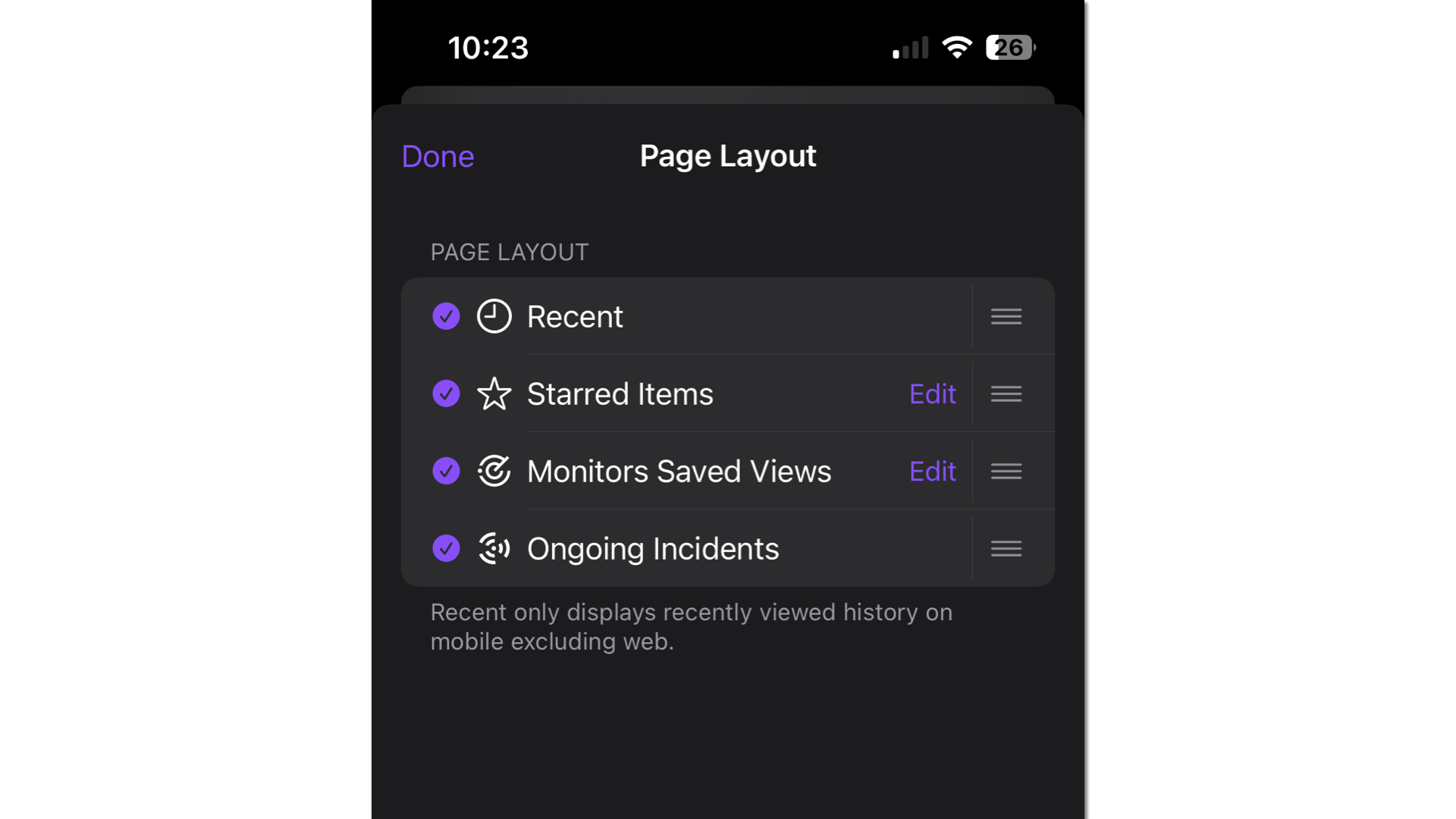 Arrange the app layout to foreground important resources for quick access