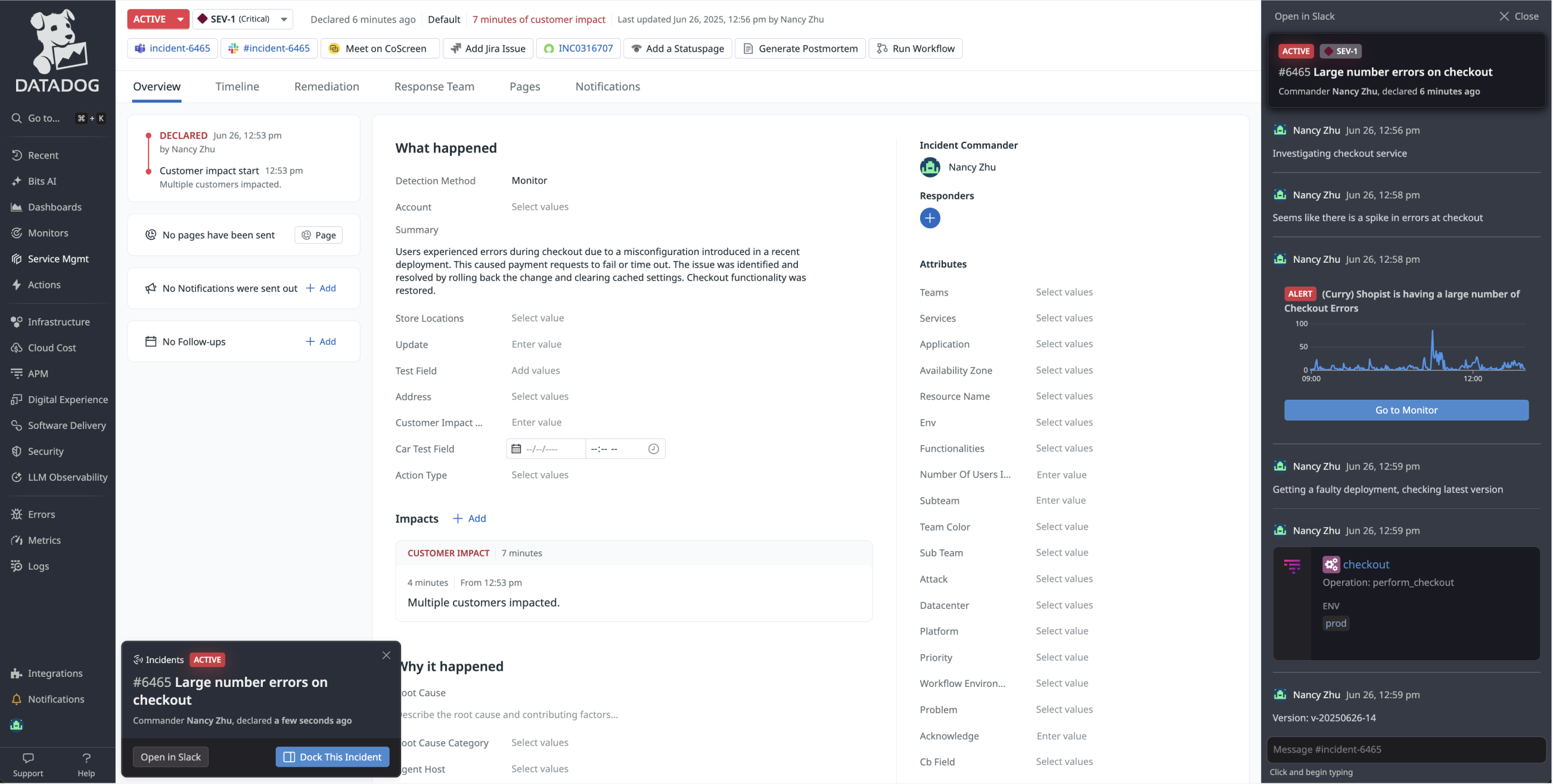 Handing off from the Datadog mobile app to desktop.