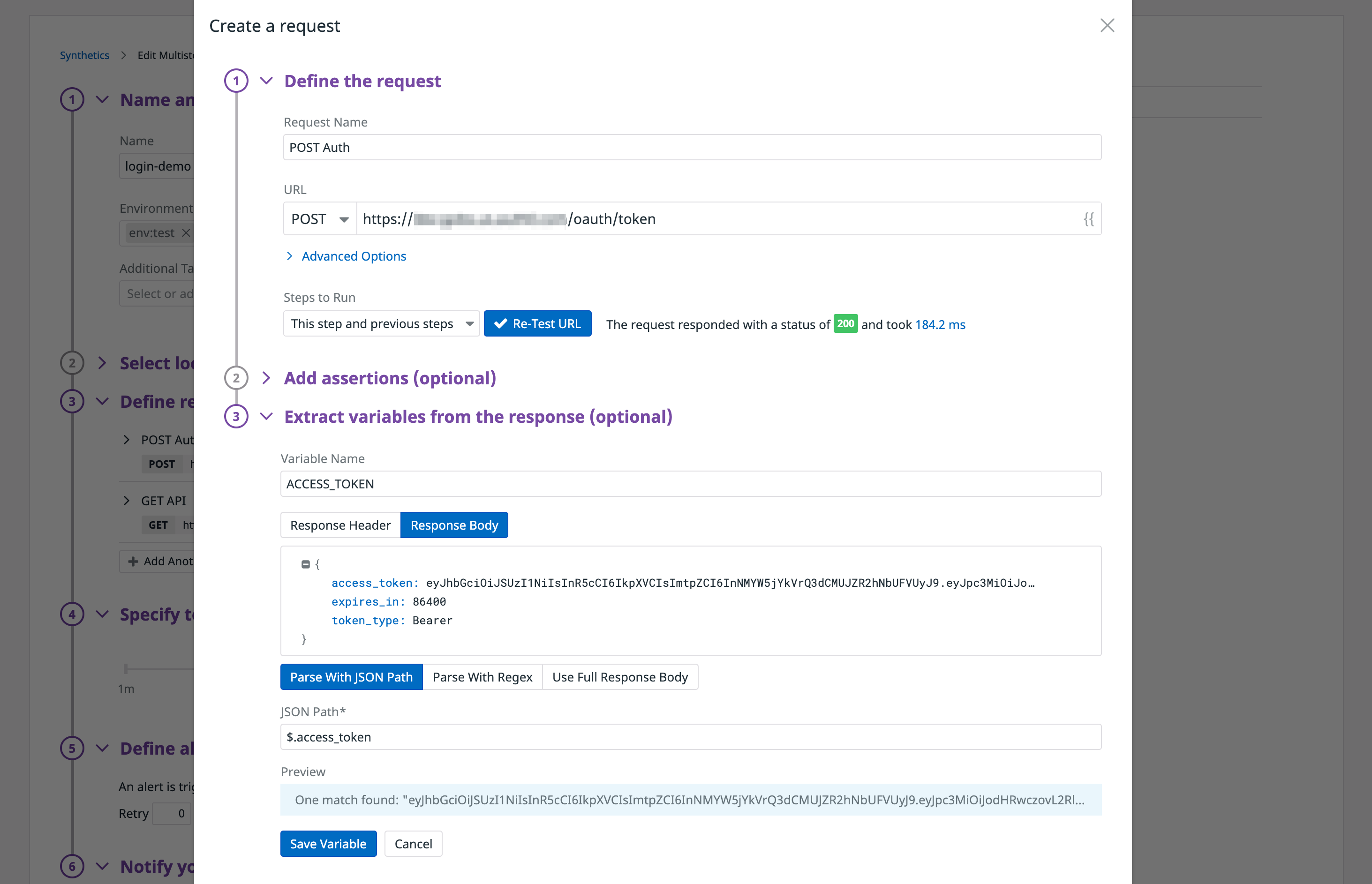Use variables from a request's response to use in subsequent requests