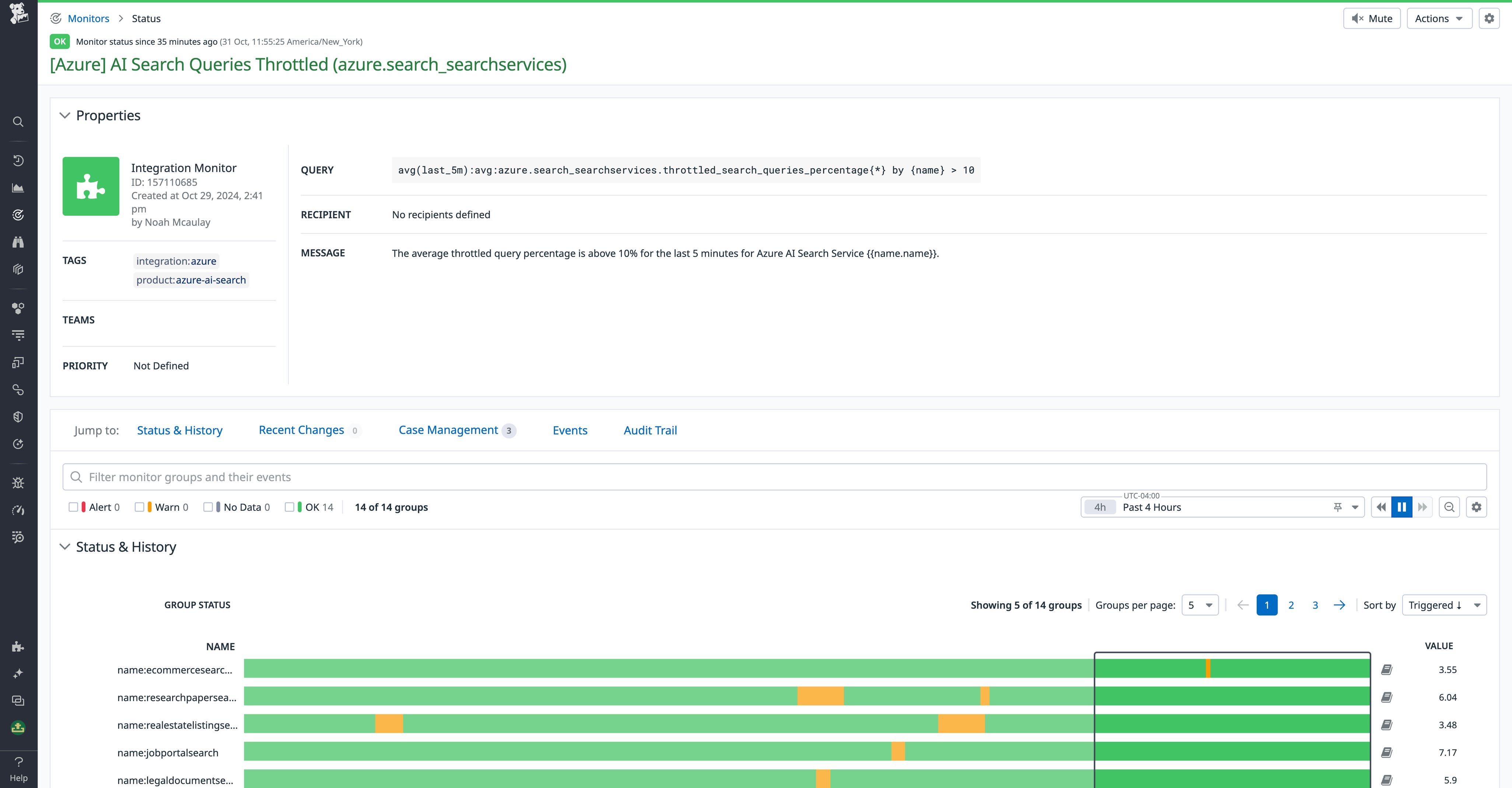 Datadog Search Monitor Azure AI Search with Datadog | Datadog
