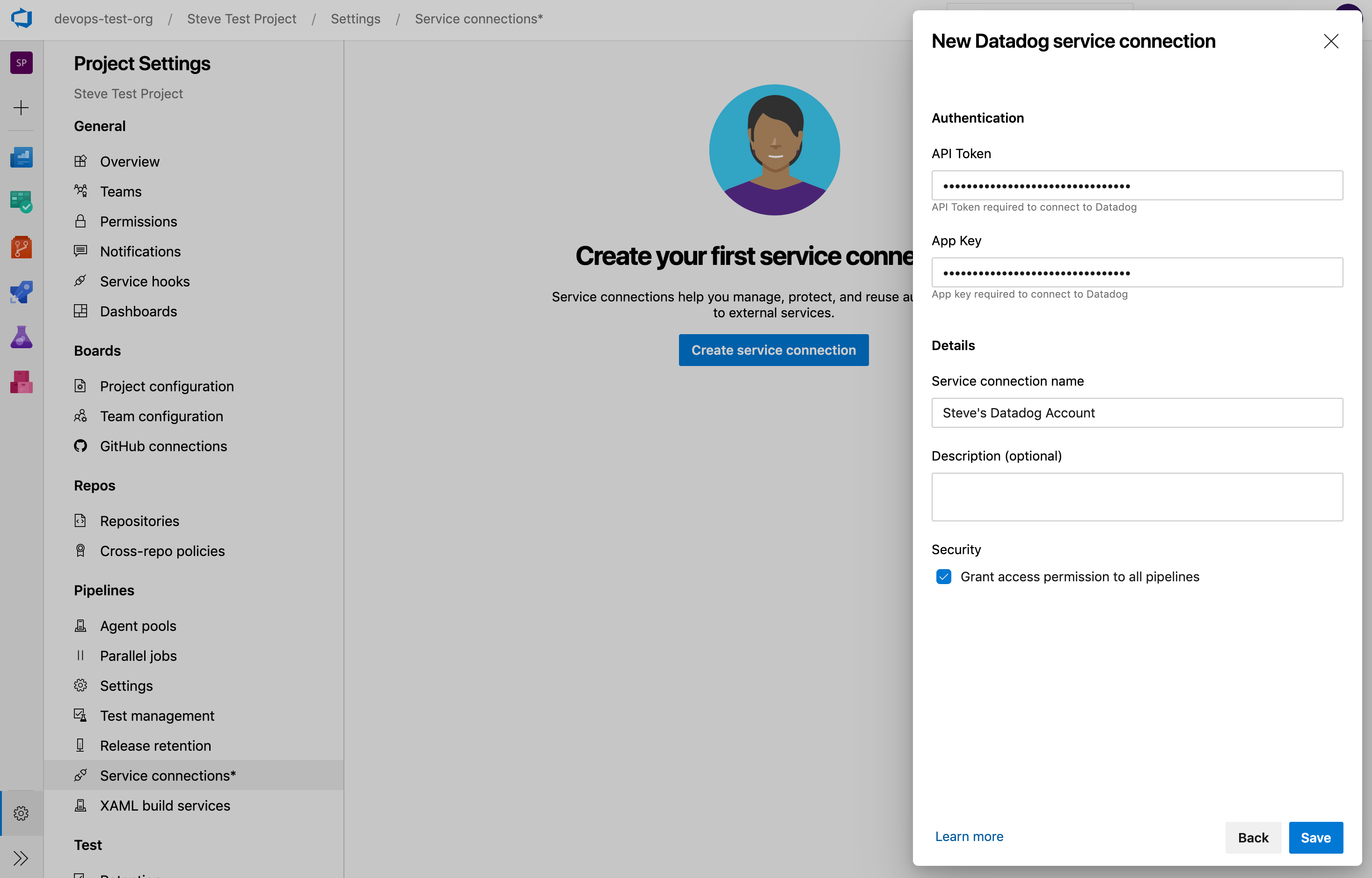 Add Datadog monitor as a service connection to configure any Datadog monitor as a gate in your Azure DevOps pipeline