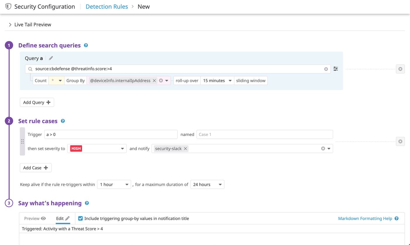Create new detections rules based on Carbon Black logs for endpoint protection Create new detections rules based on Carbon Black logs for endpoint protection