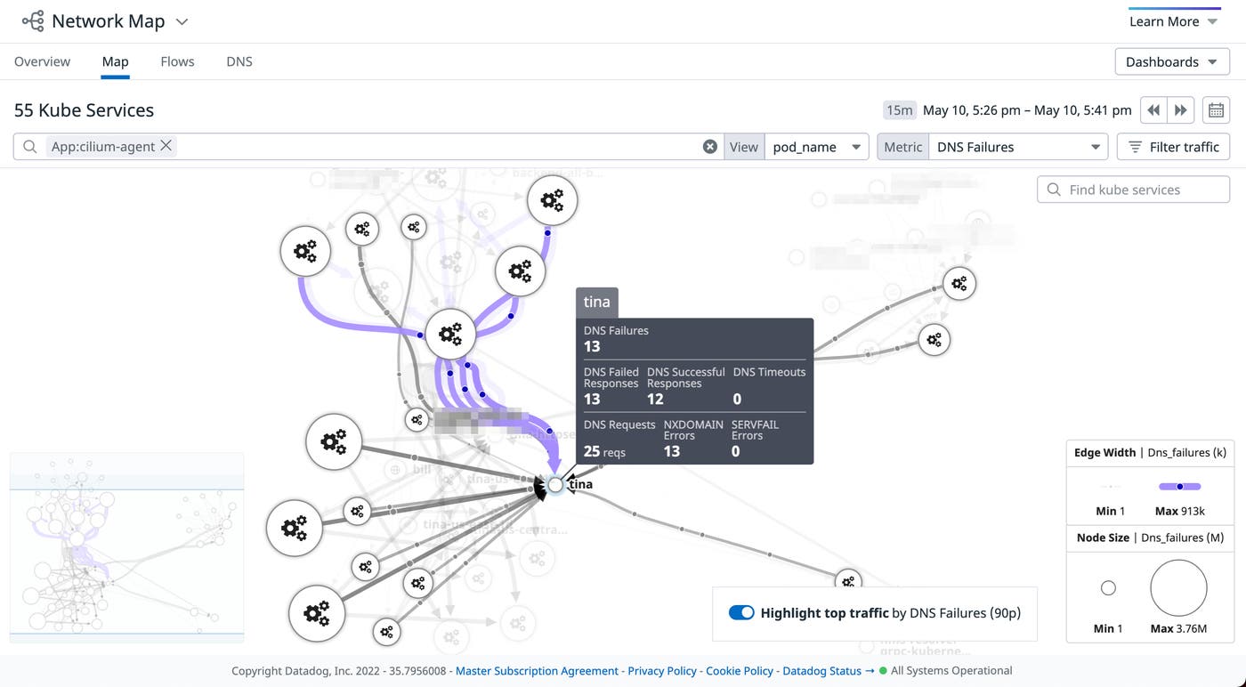 View Cilium traffic with Datadog’s network map View Cilium traffic with Datadog’s network map