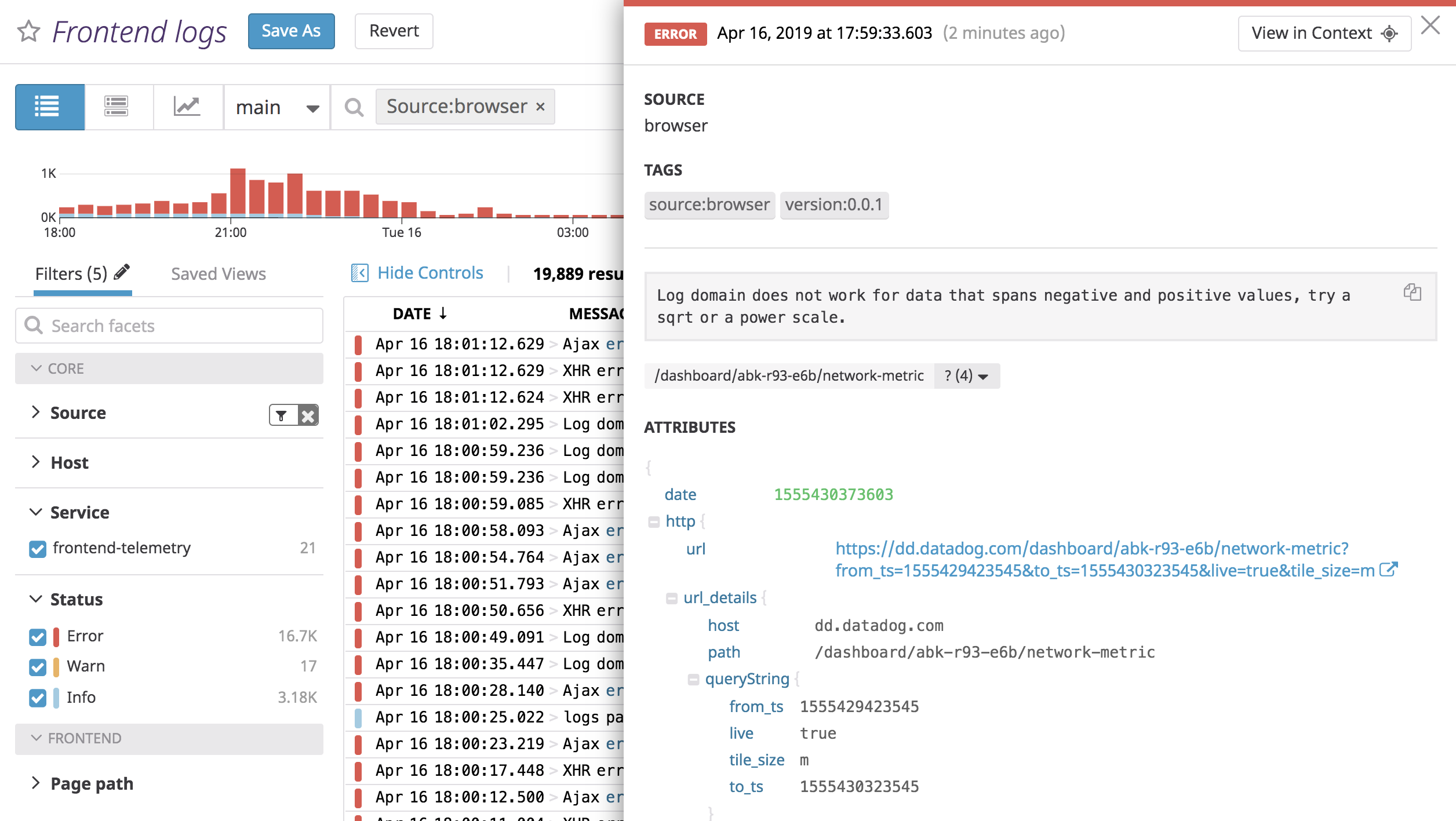 monitor javascript console logs with Datadog's new javascript logging library