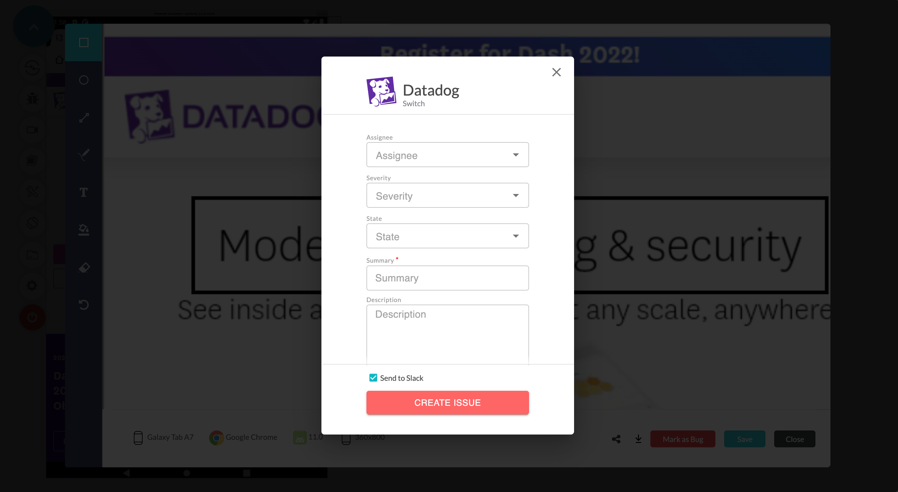 Mark bugs in the LambdaTest editor to send as incidents to Datadog.