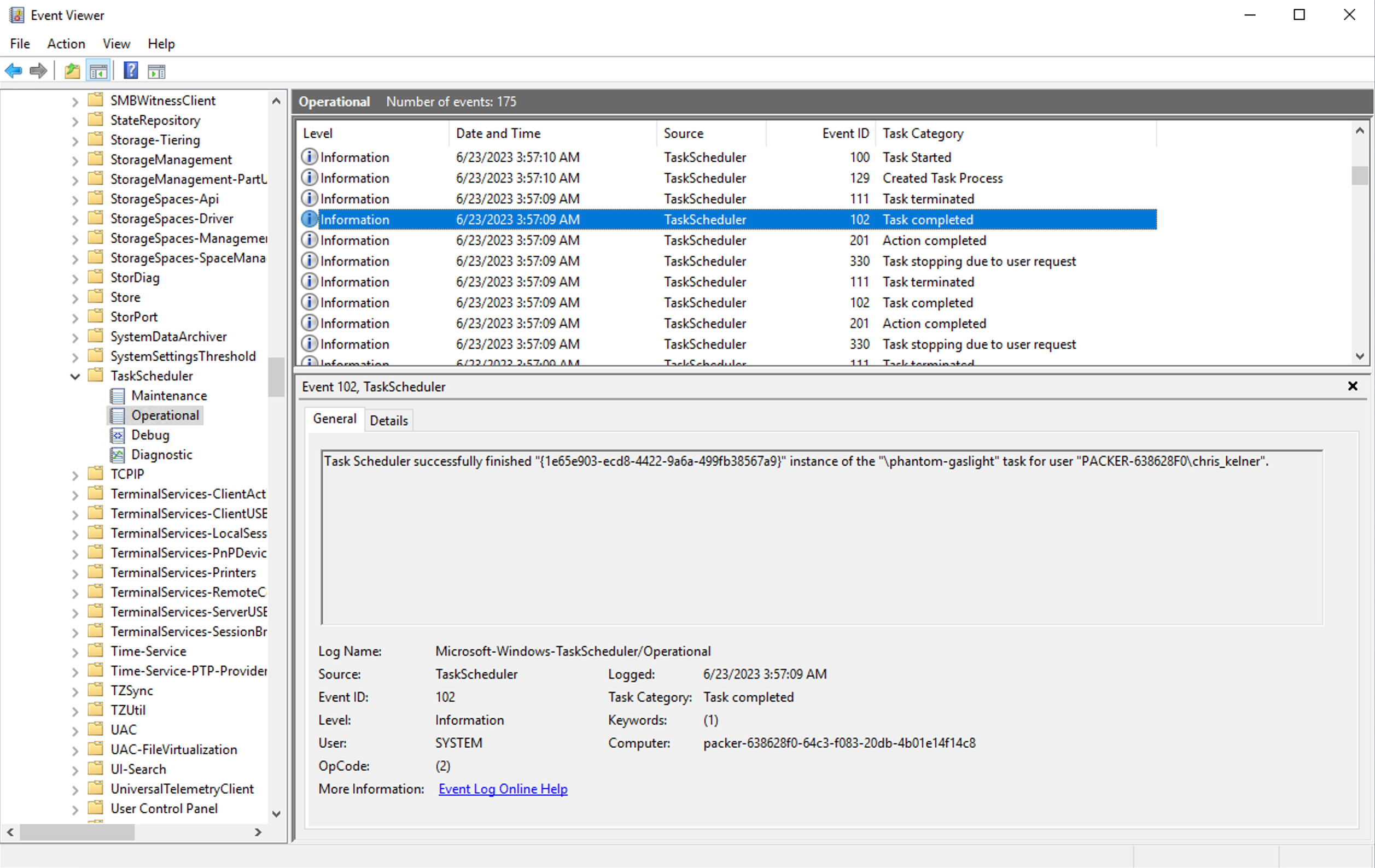 Be wary of scheduled tasks executed from the Task Scheduler Library's root node.