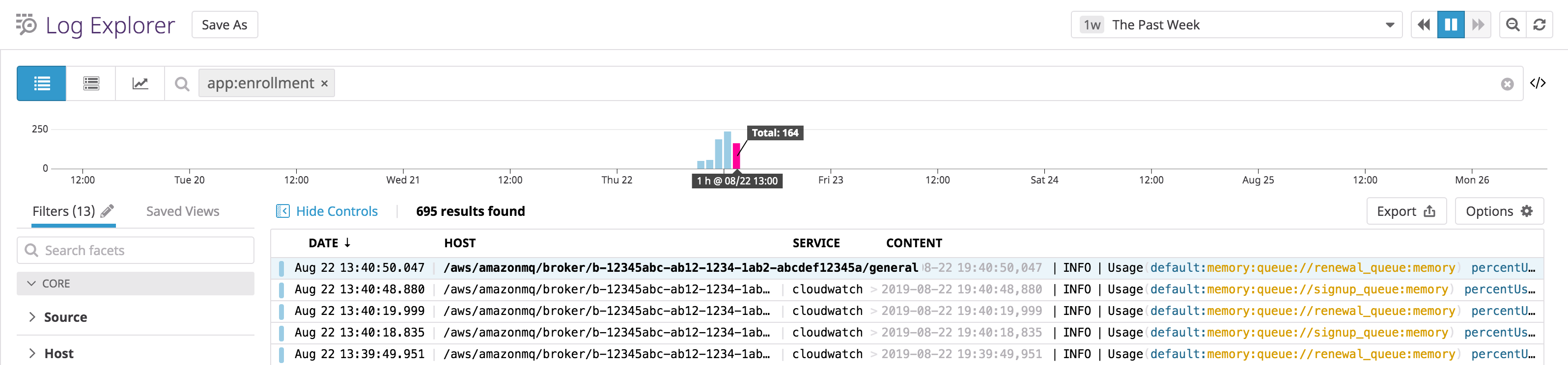 Specify a tag in the Log Explorer's search field to filter your results to include only logs with that tag.