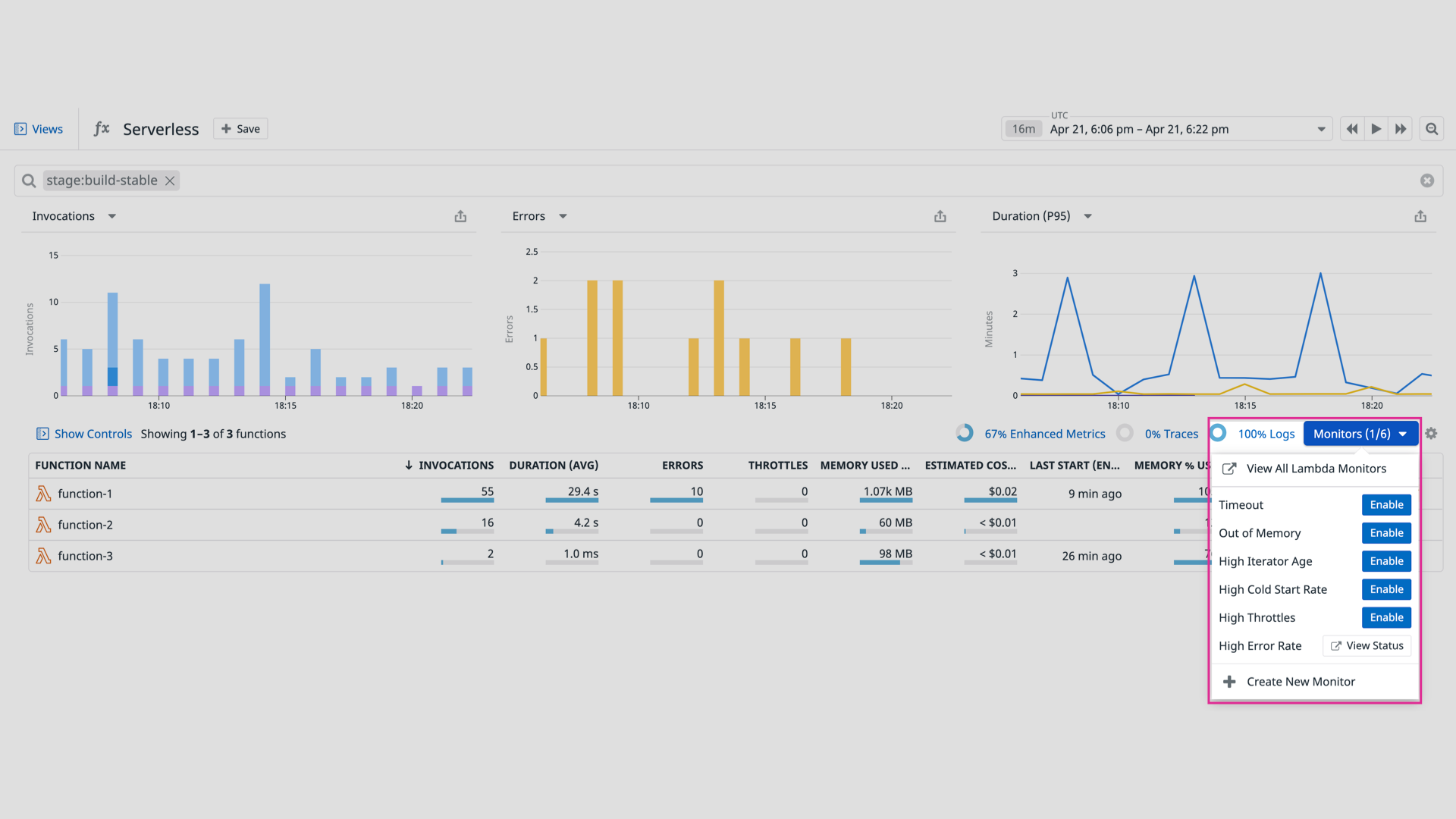 Use built-in serverless alerts to notify you on critical issues with your functions