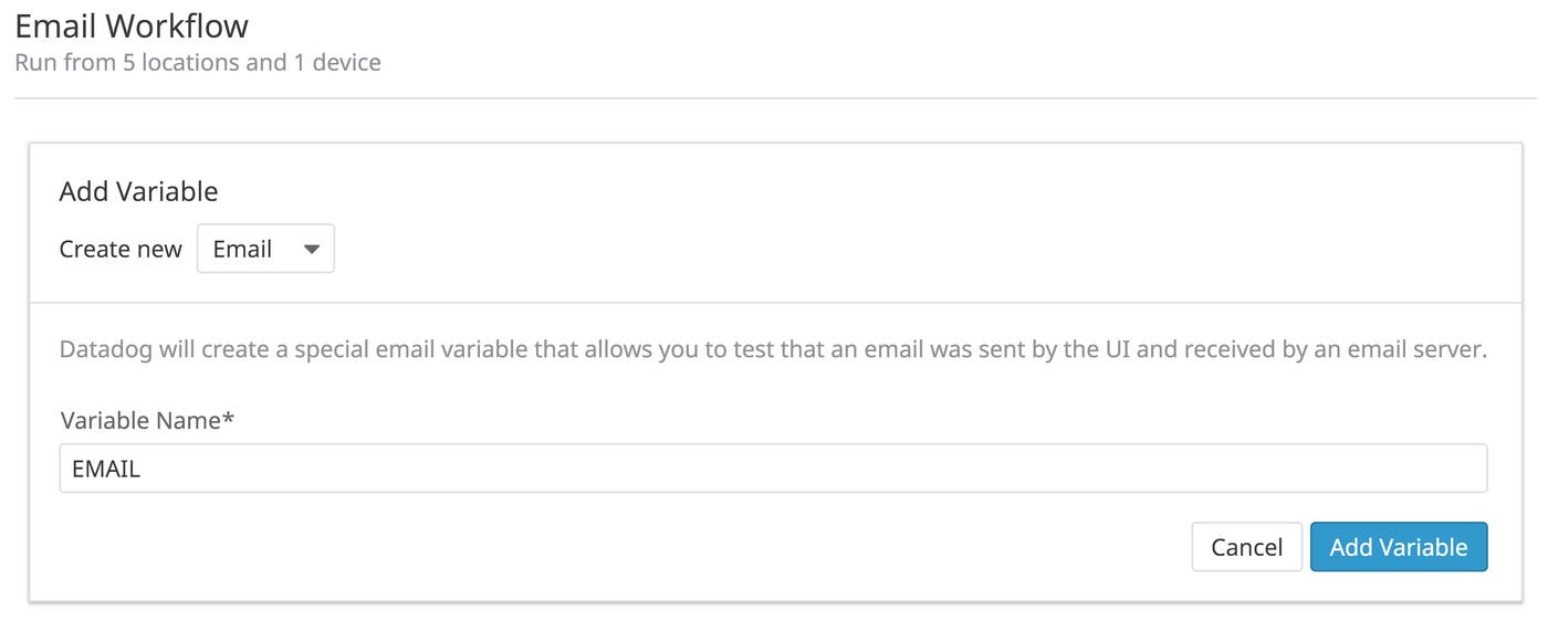 Add a new email variable Add a new email variable