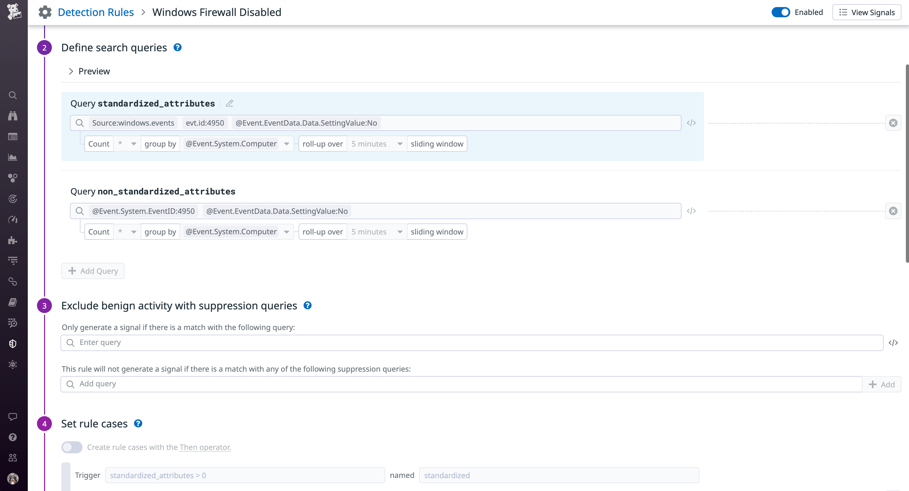 Use Datadog’s built-in detection rule to identify issues with your firewalls
