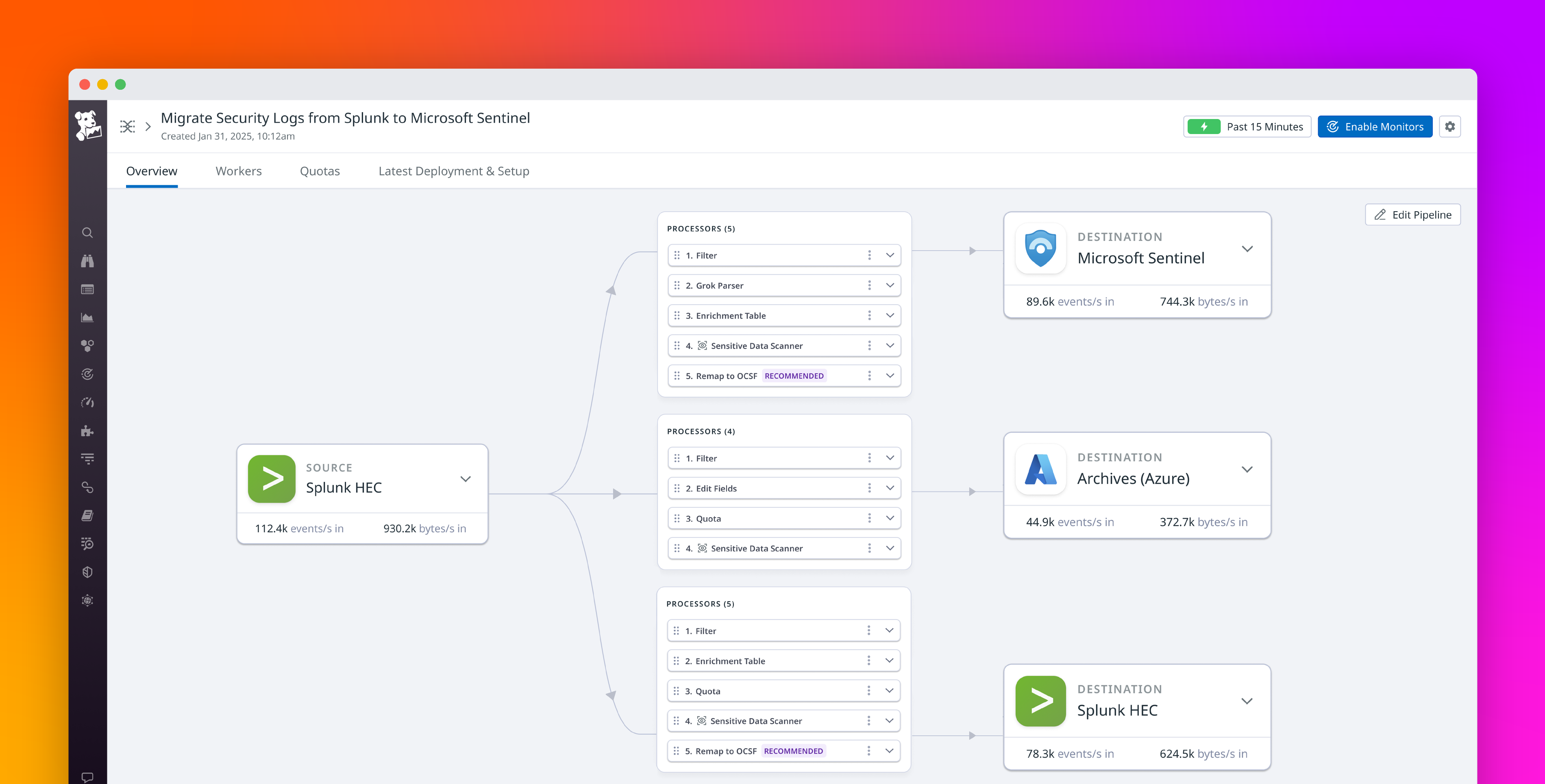 Simplify your SIEM migration to Microsoft Sentinel with Datadog Observability Pipelines