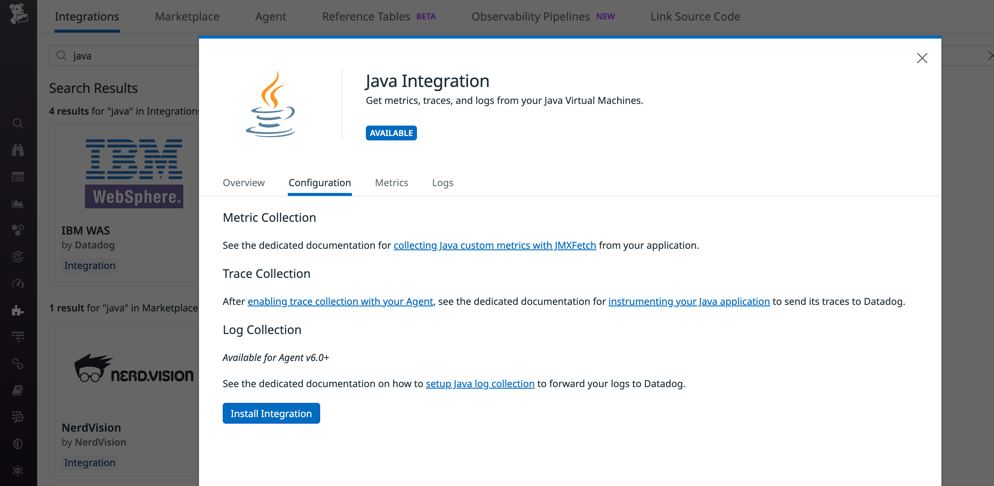 In order to visualize runtime metrics from your OTel-instrumented applications in Datadog, you’ll need to install the language-specific integration.