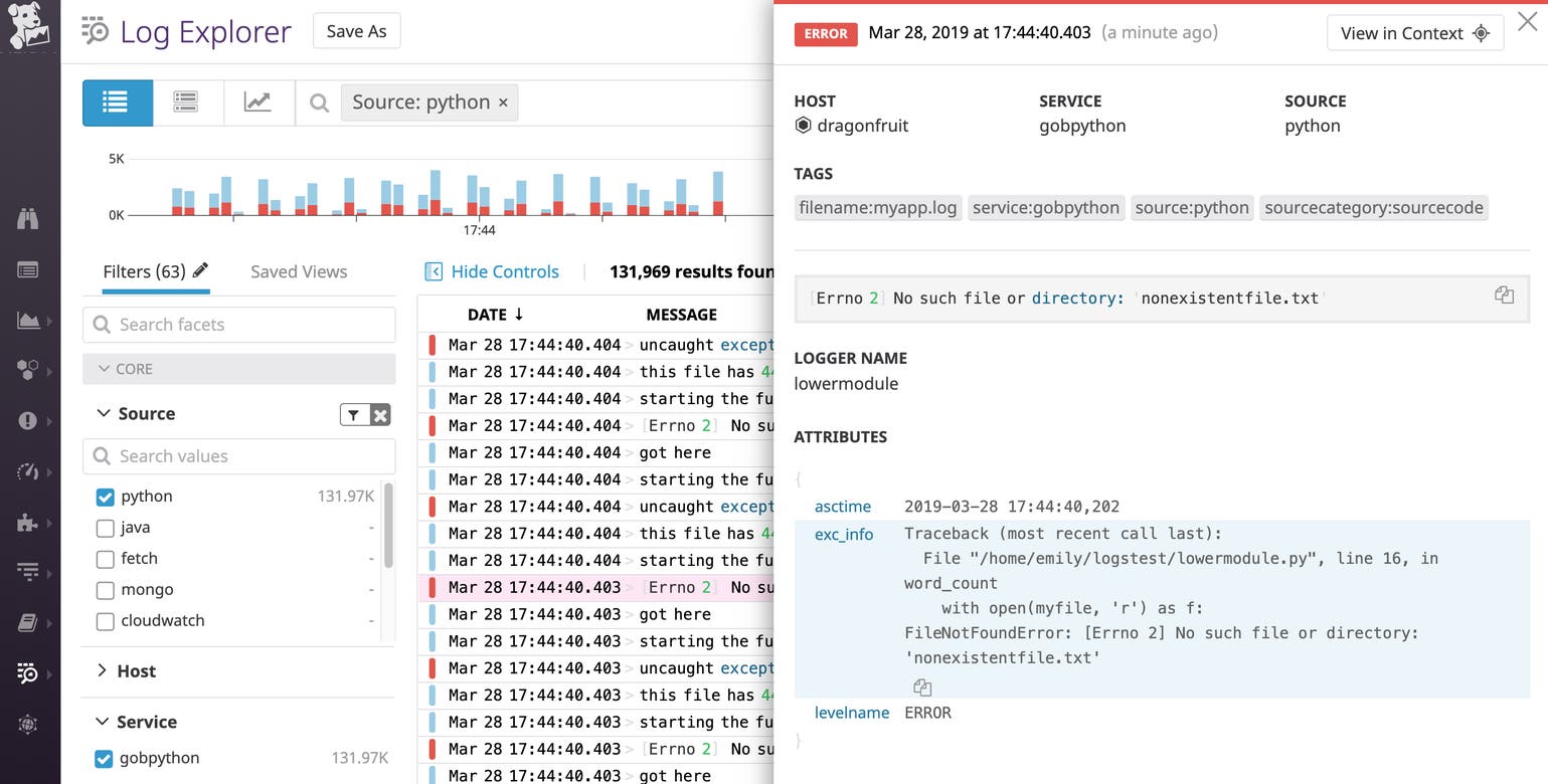 Python logging formats: How to collect and centralize Python logs | Datadog