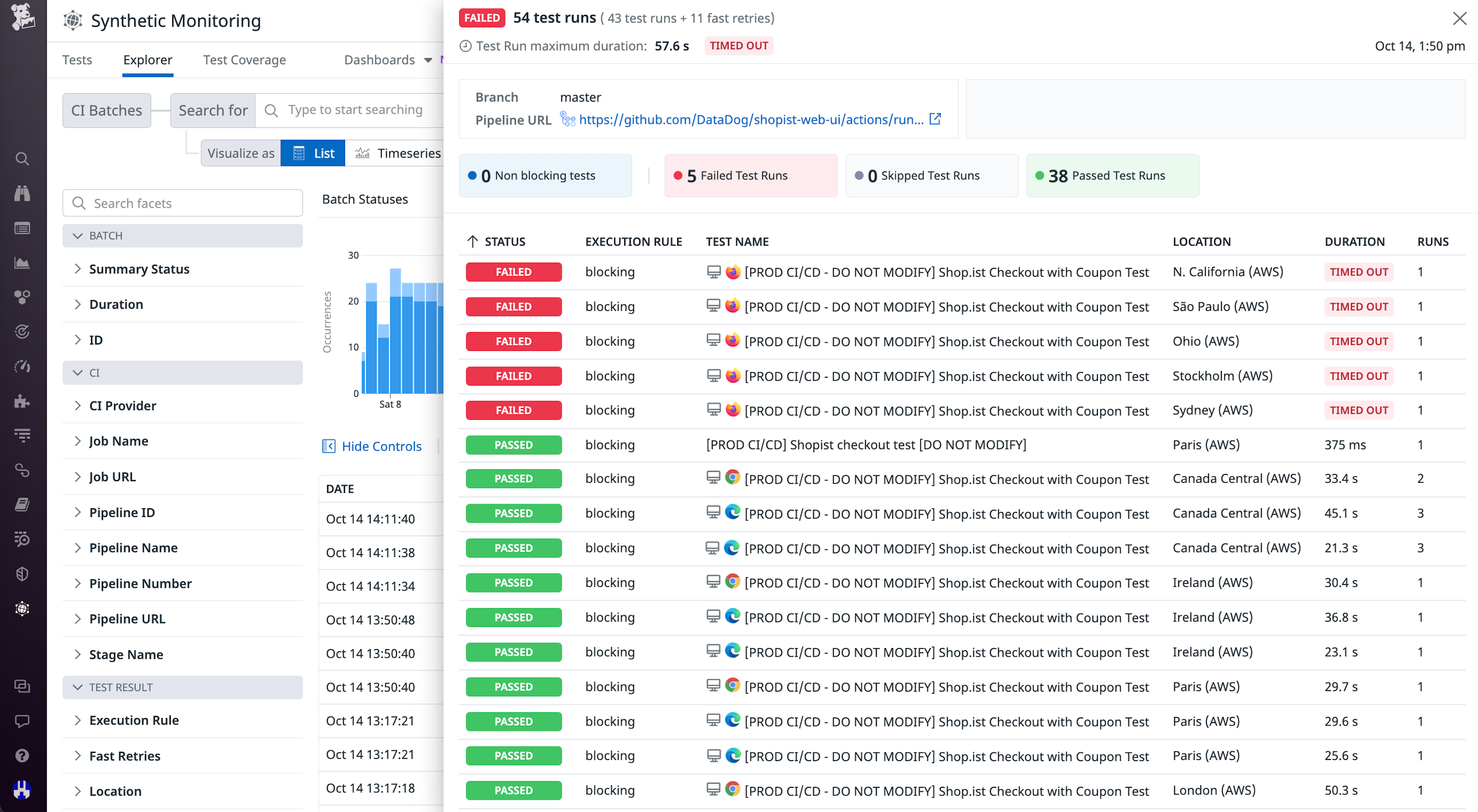 Use session information—including browser, device, and location data—to analyze your recent runs.