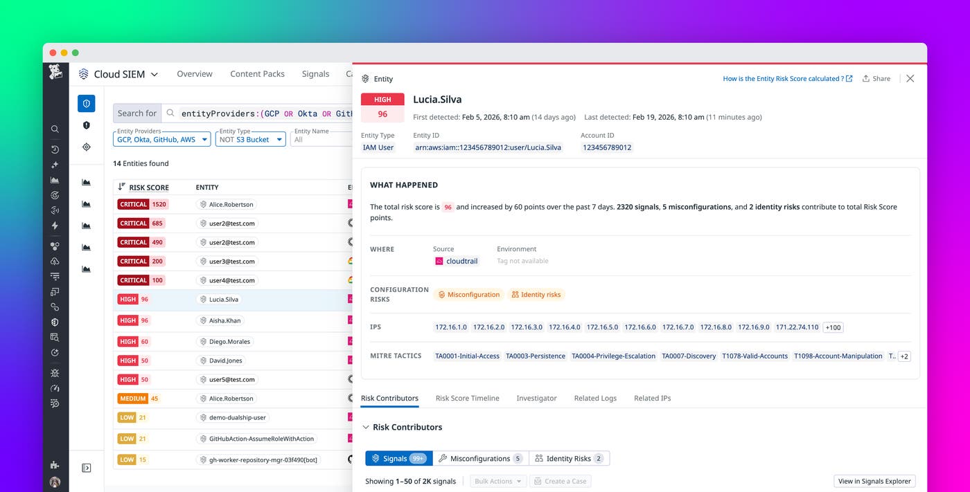 Accelerate investigations with Datadog Cloud SIEM Risk Insights Accelerate investigations with Datadog Cloud SIEM Risk Insights