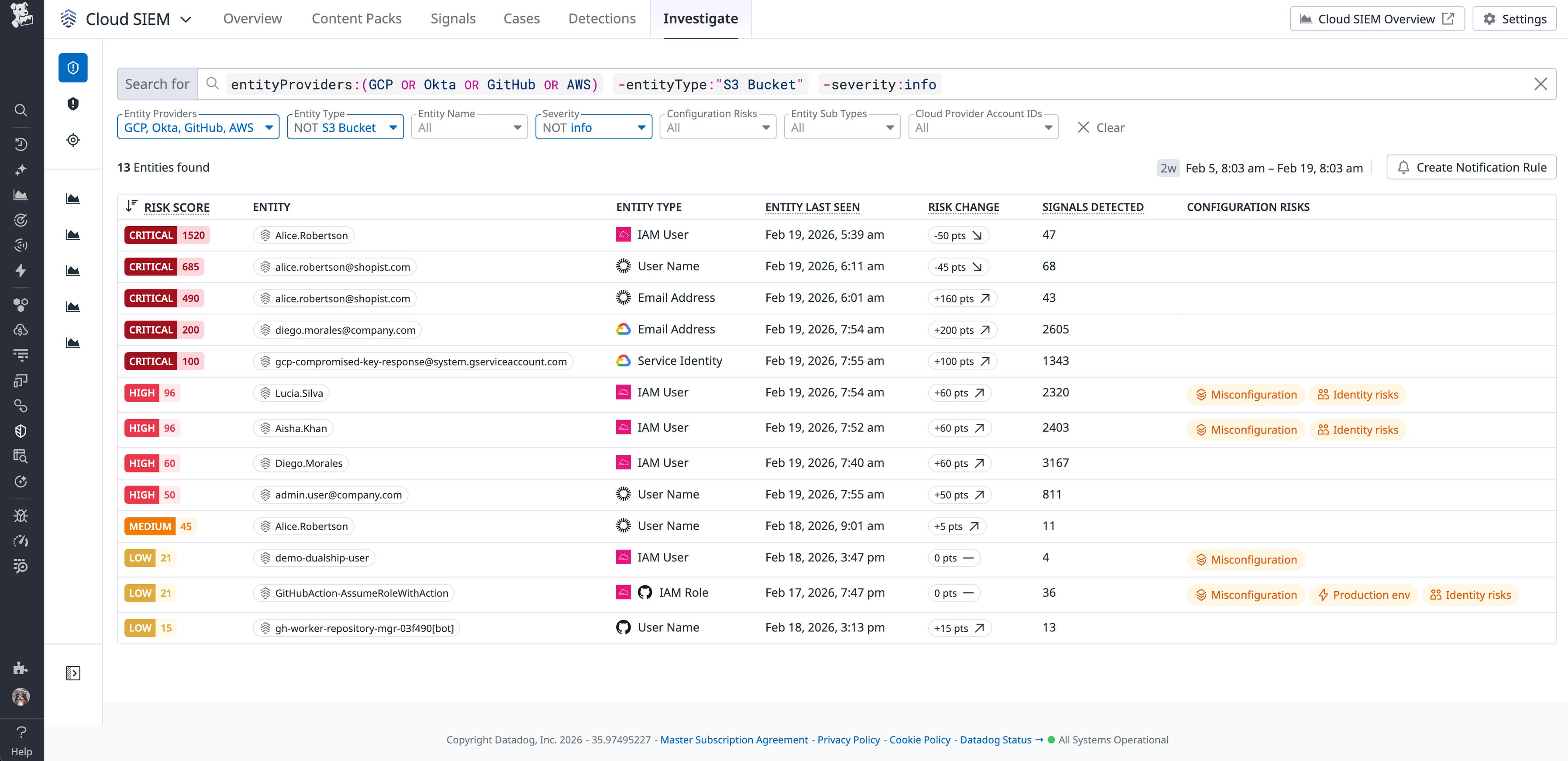 Entity Risk Accelerate investigations with Datadog Cloud SIEM Risk Insights | Datadog