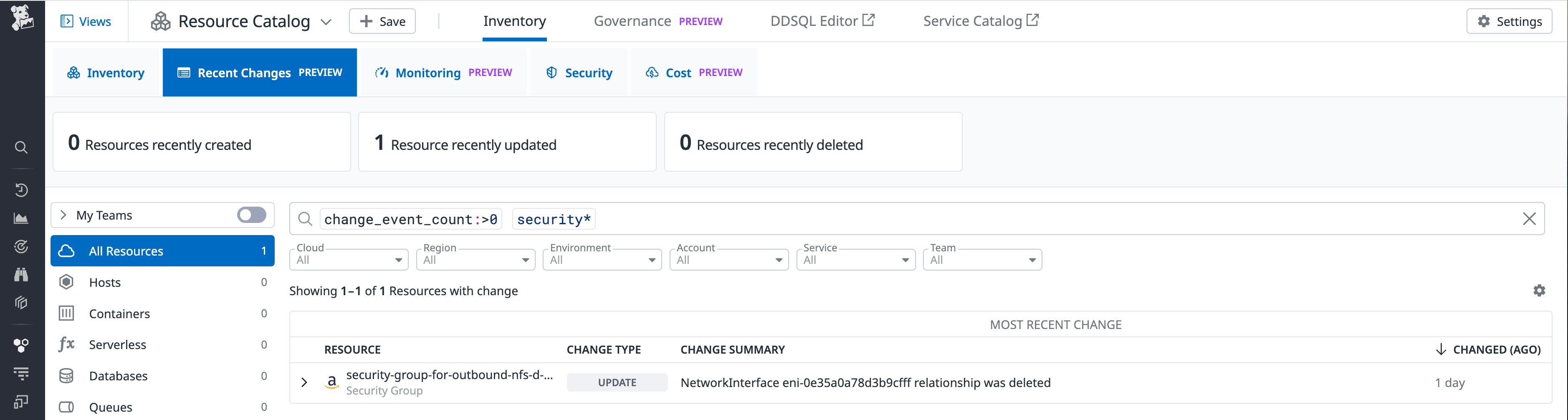 EC2 Security Group finding in Resource Changes tab