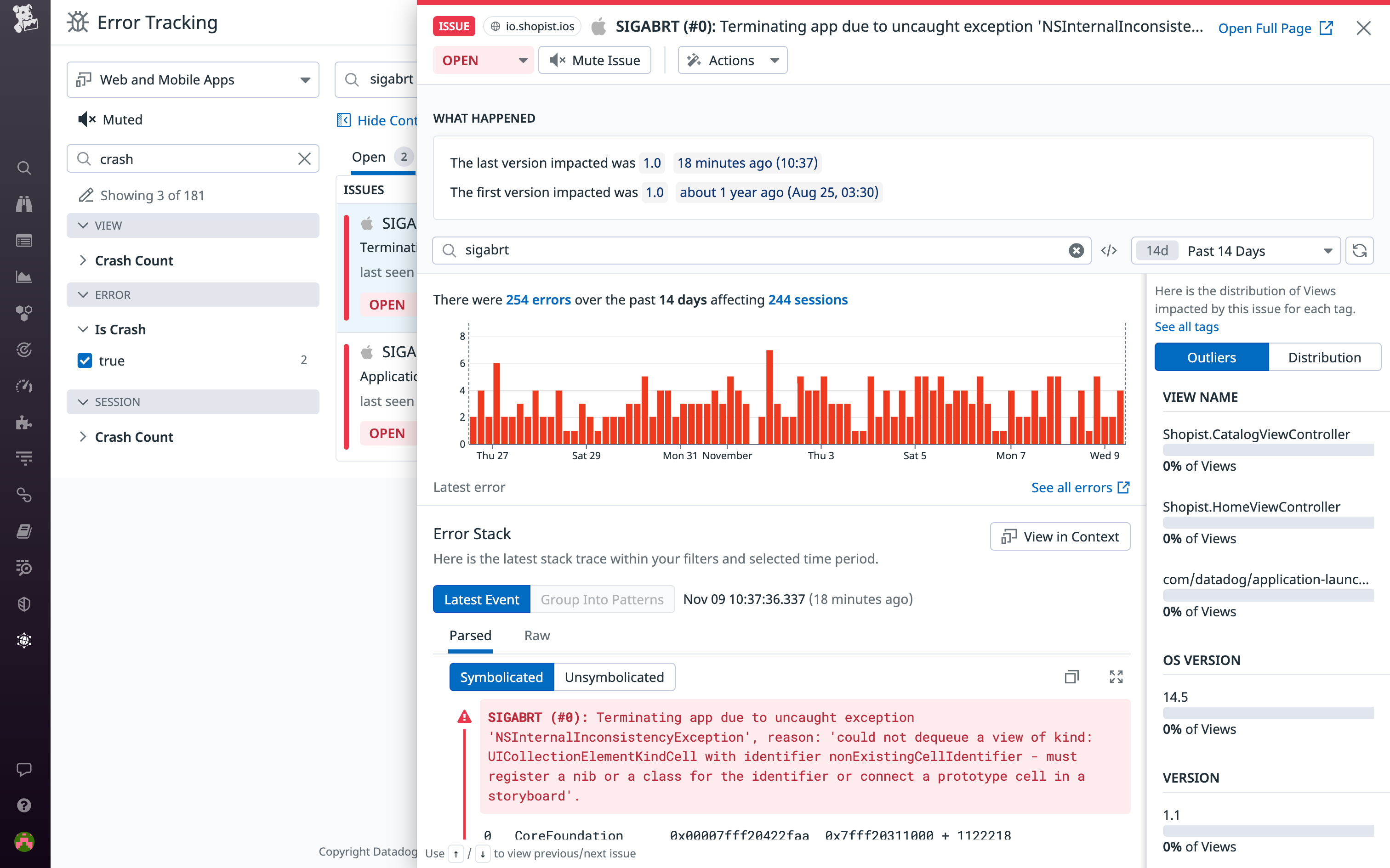 Assess critical, crash-causing errors with Error Tracking