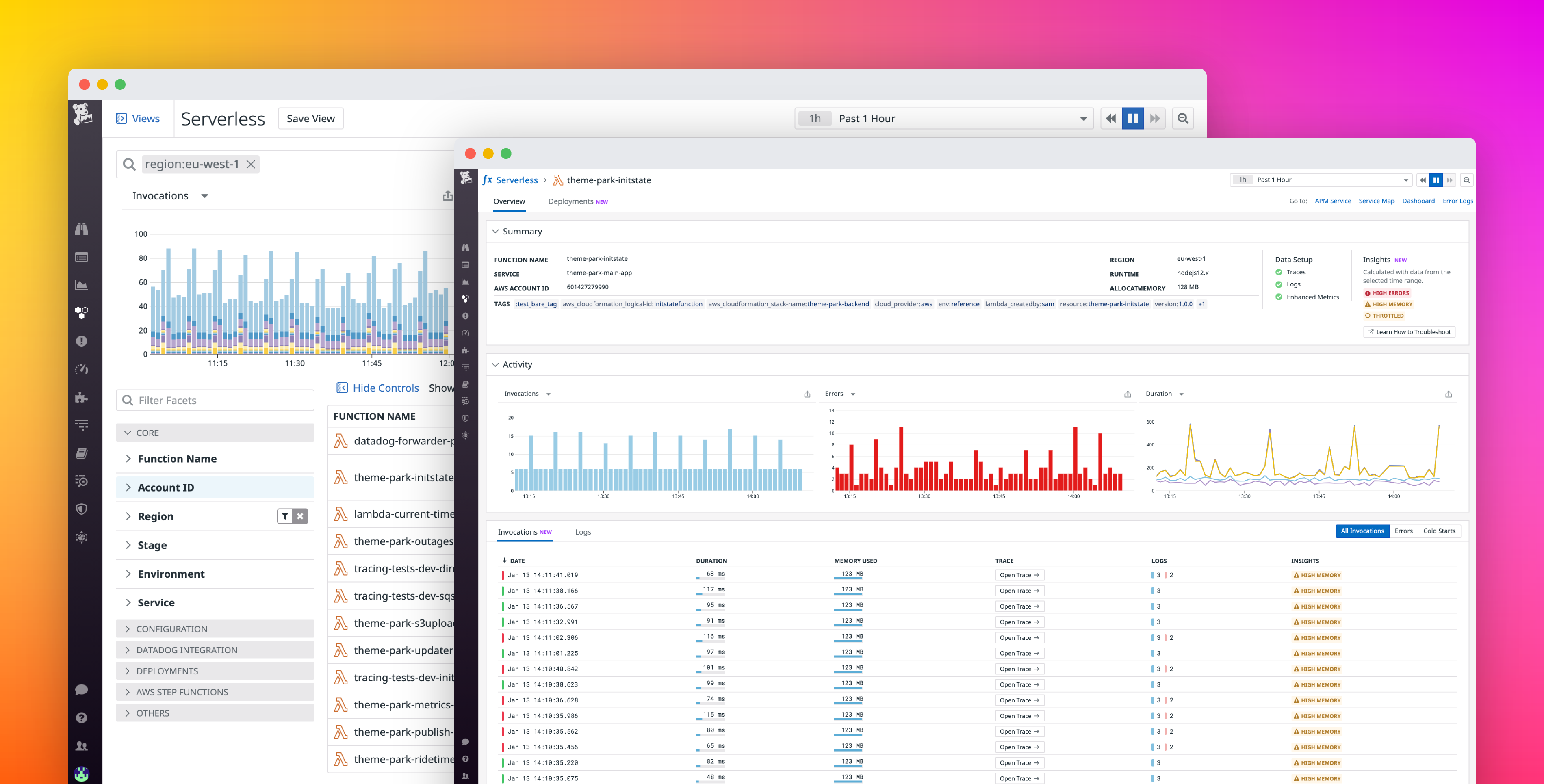 Datadog automatically surfaces actionable insights into your Lambda functions