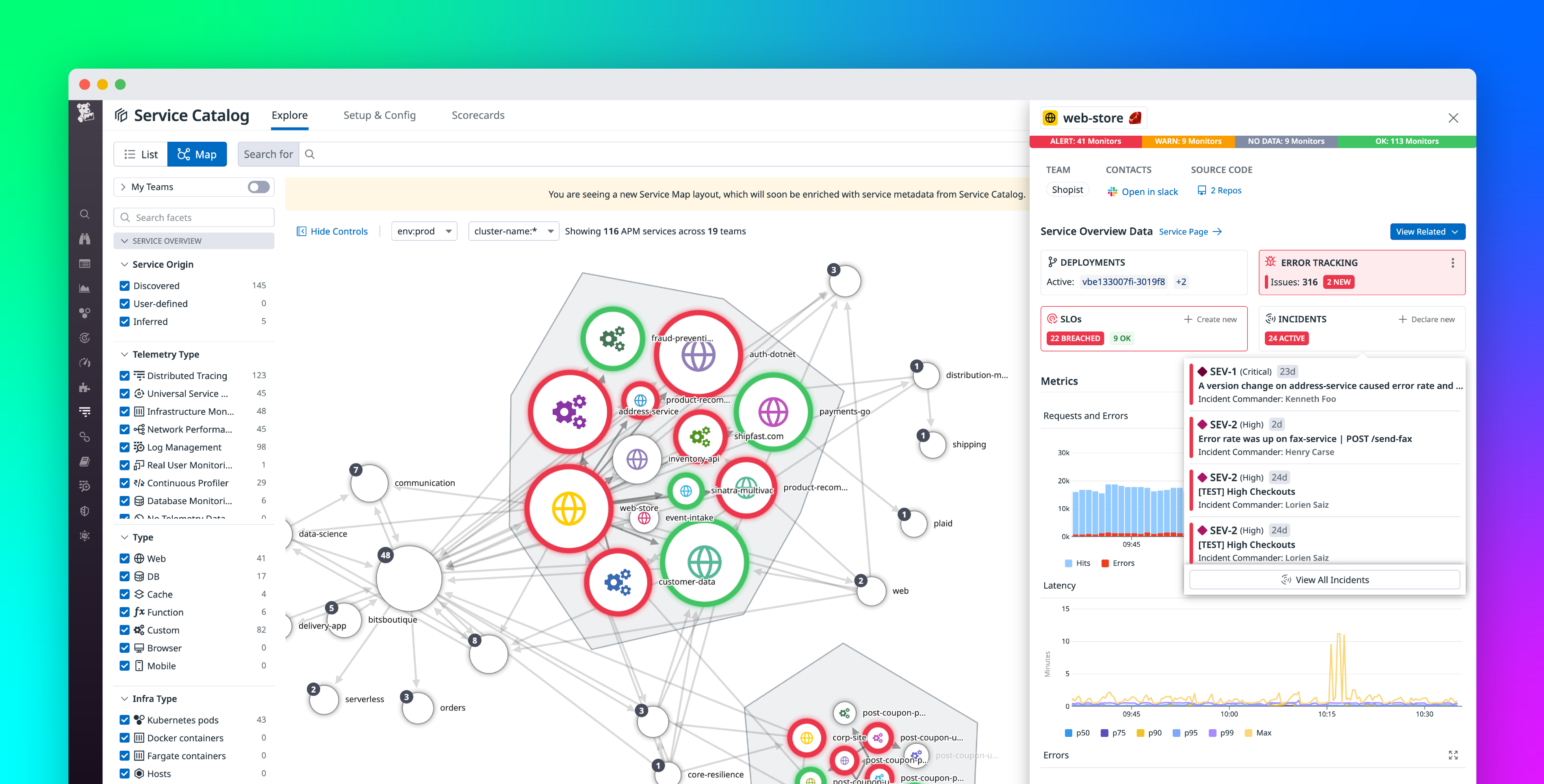 Visualize service ownership and application boundaries in the Service Map