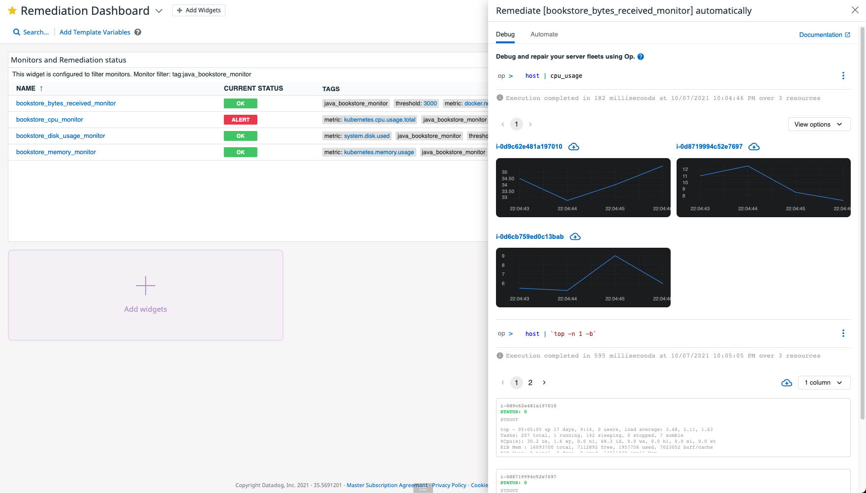 Debugging issues from the dashboard’s Debug sidepanel