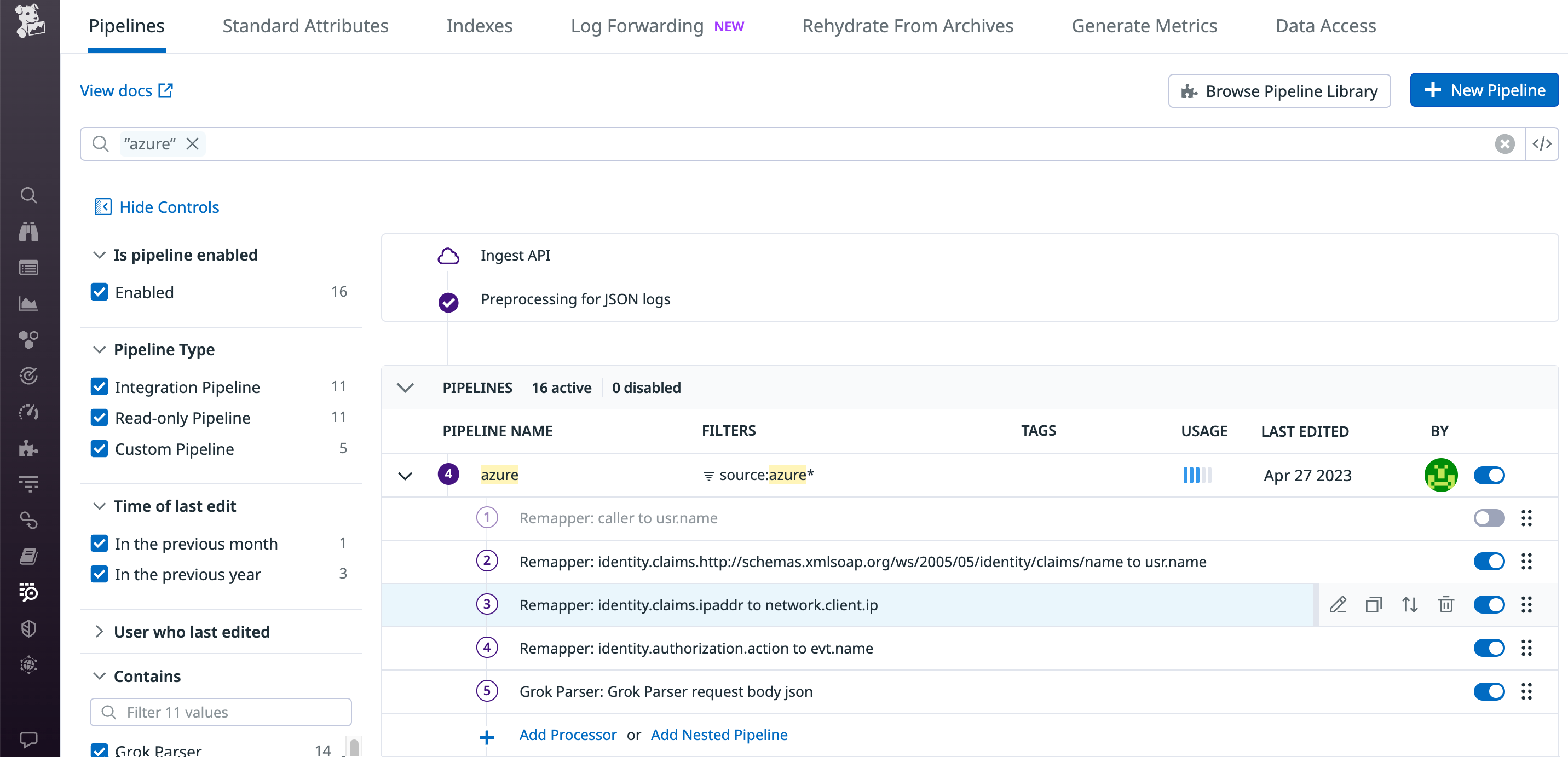Verify attribute field mappings in Datadog Log Management after converting a Sigma rule to Datadog format.