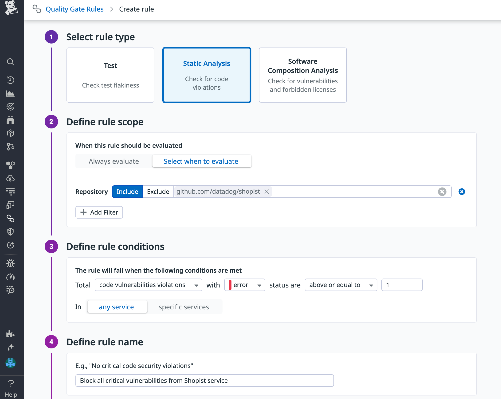 Block deployments that introduce critical vulnerabilities using Datadog Quality Gates.
