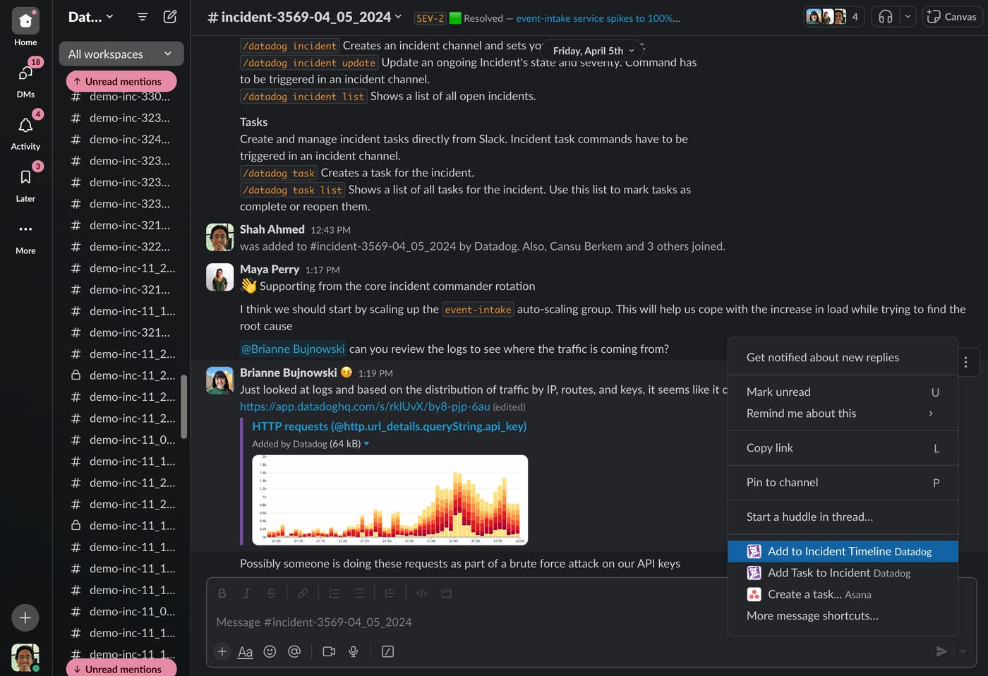 Add any Slack message to an incident timeline in a few clicks Add any Slack message to an incident timeline in a few clicks