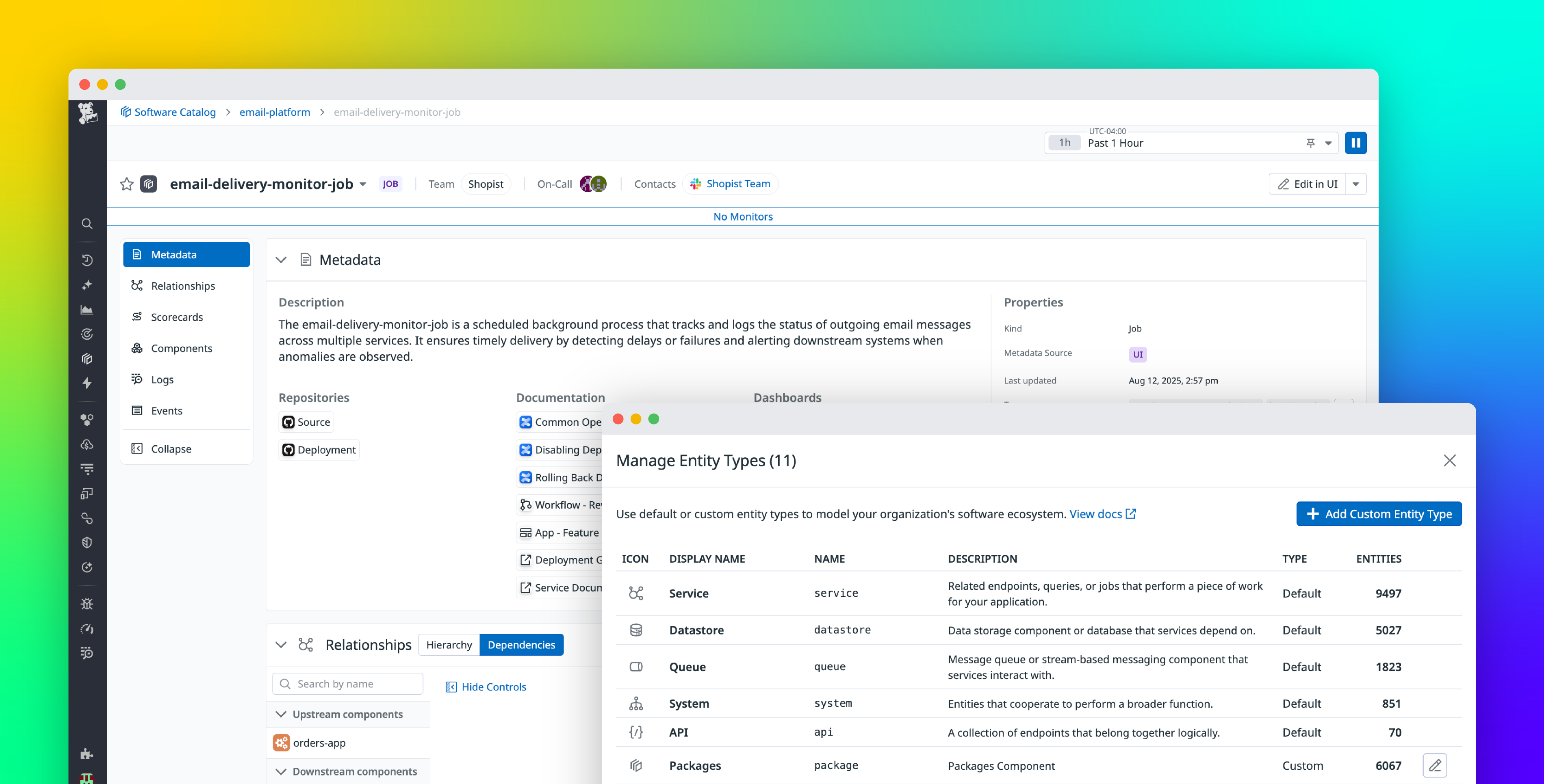 Model your architecture with custom entities in the Datadog Software Catalog