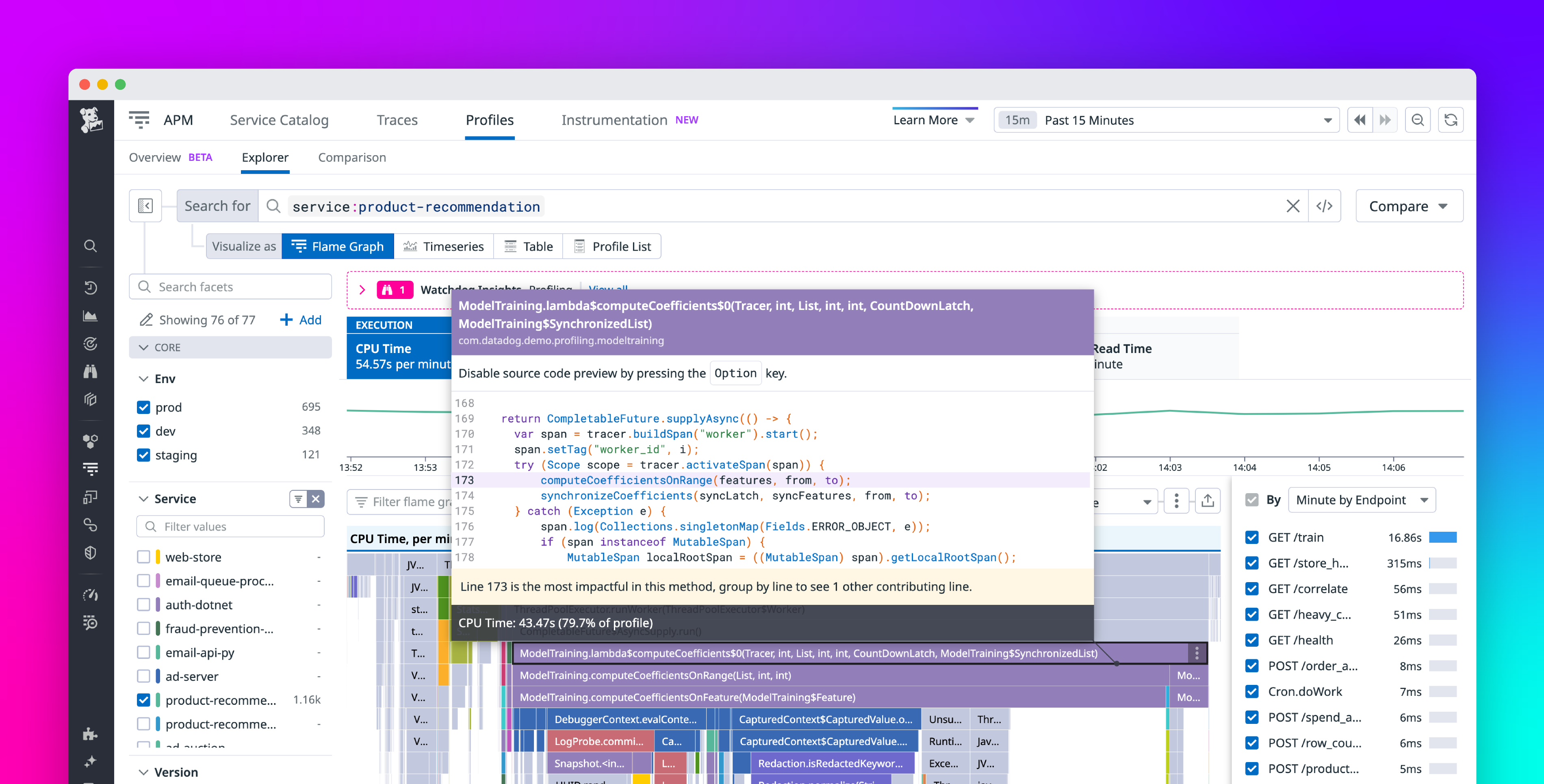 Focus on code that matters with source code previews in Continuous Profiler