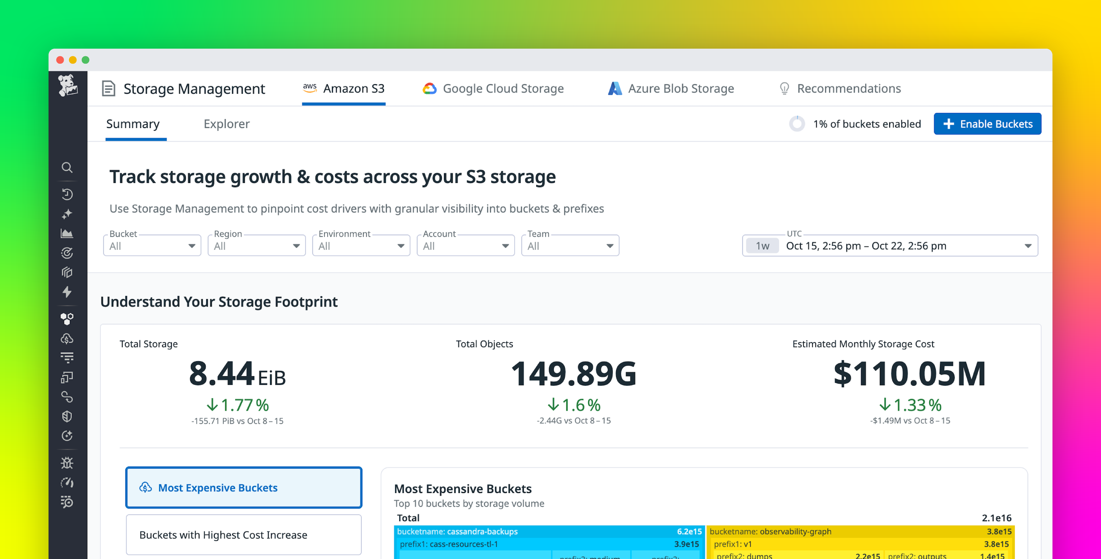 Eliminate unnecessary costs in your Amazon S3 buckets with Datadog Storage Management