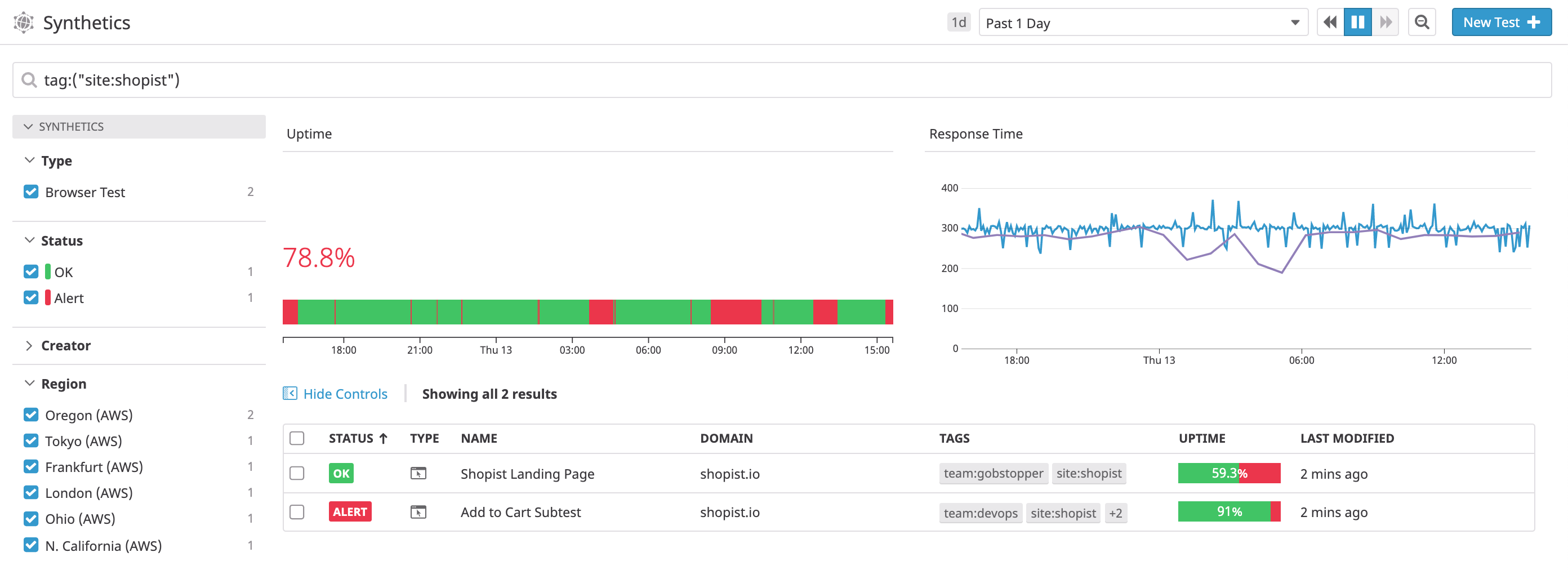 Search for tests by tags