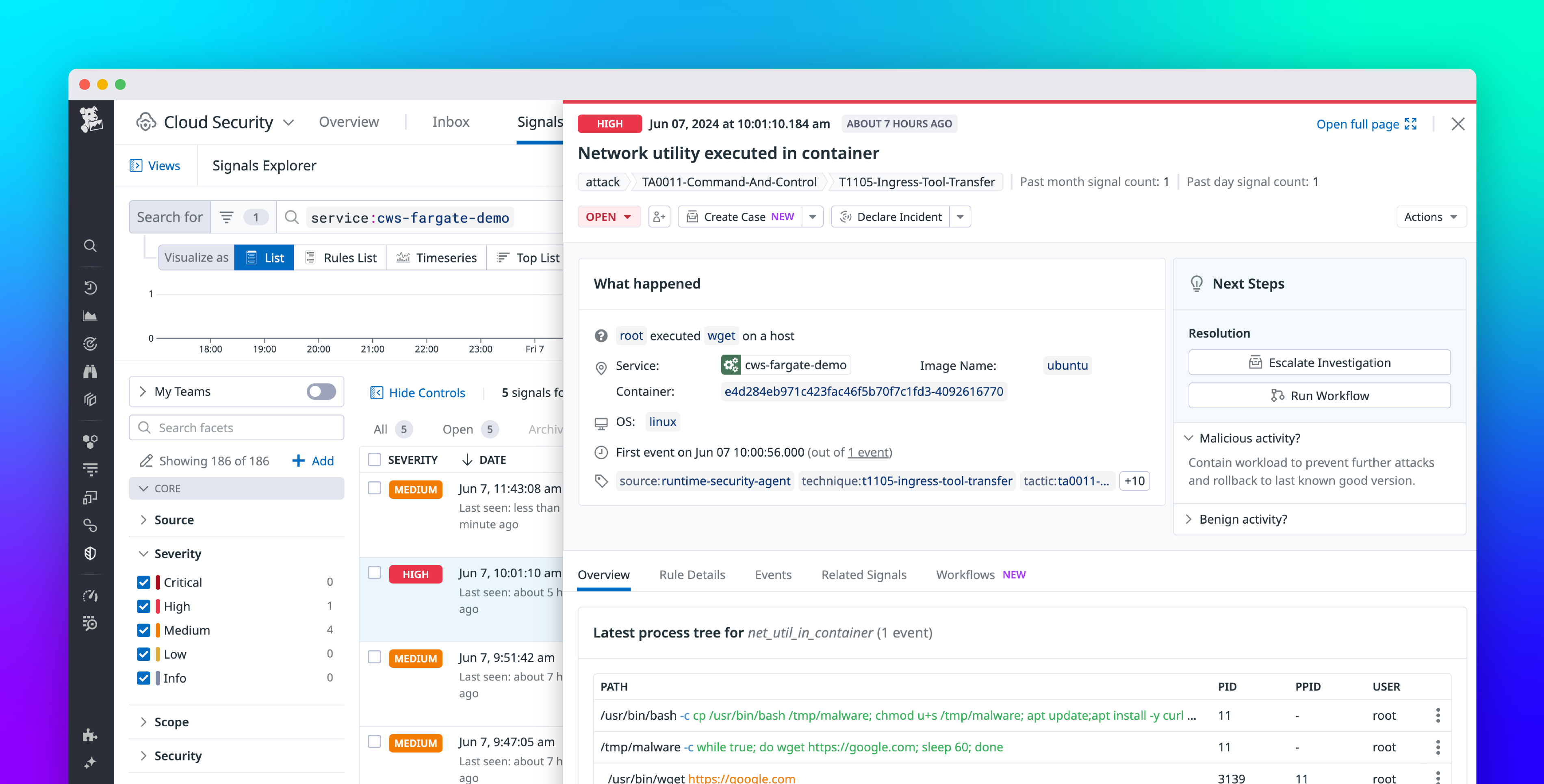 Get real-time threat detection for AWS Fargate ECS and EKS environments with Datadog Cloud Security