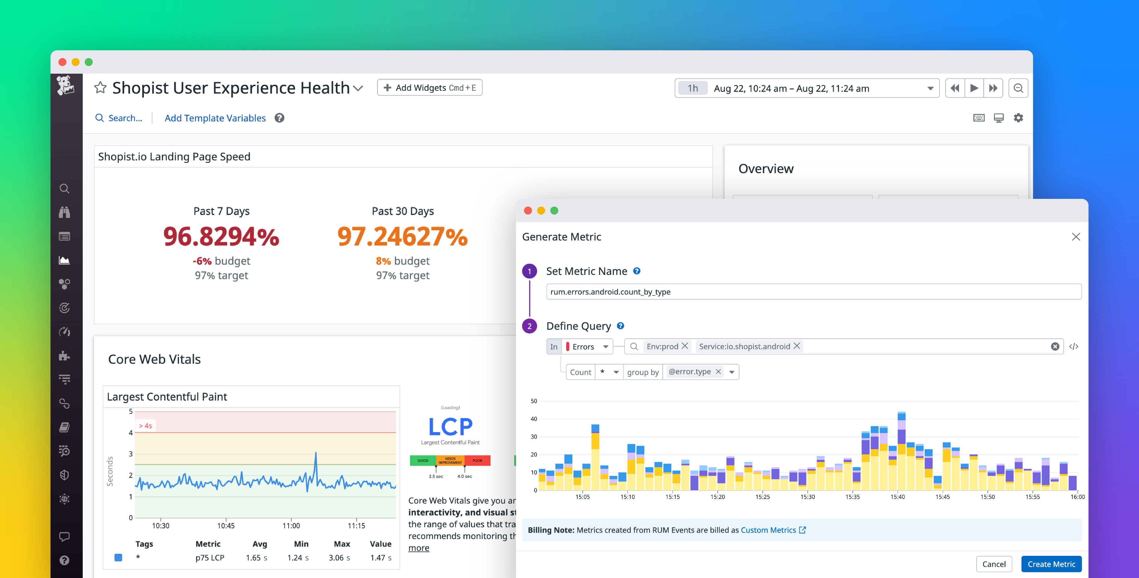 Generate RUM-based metrics to track historical trends in customer experience