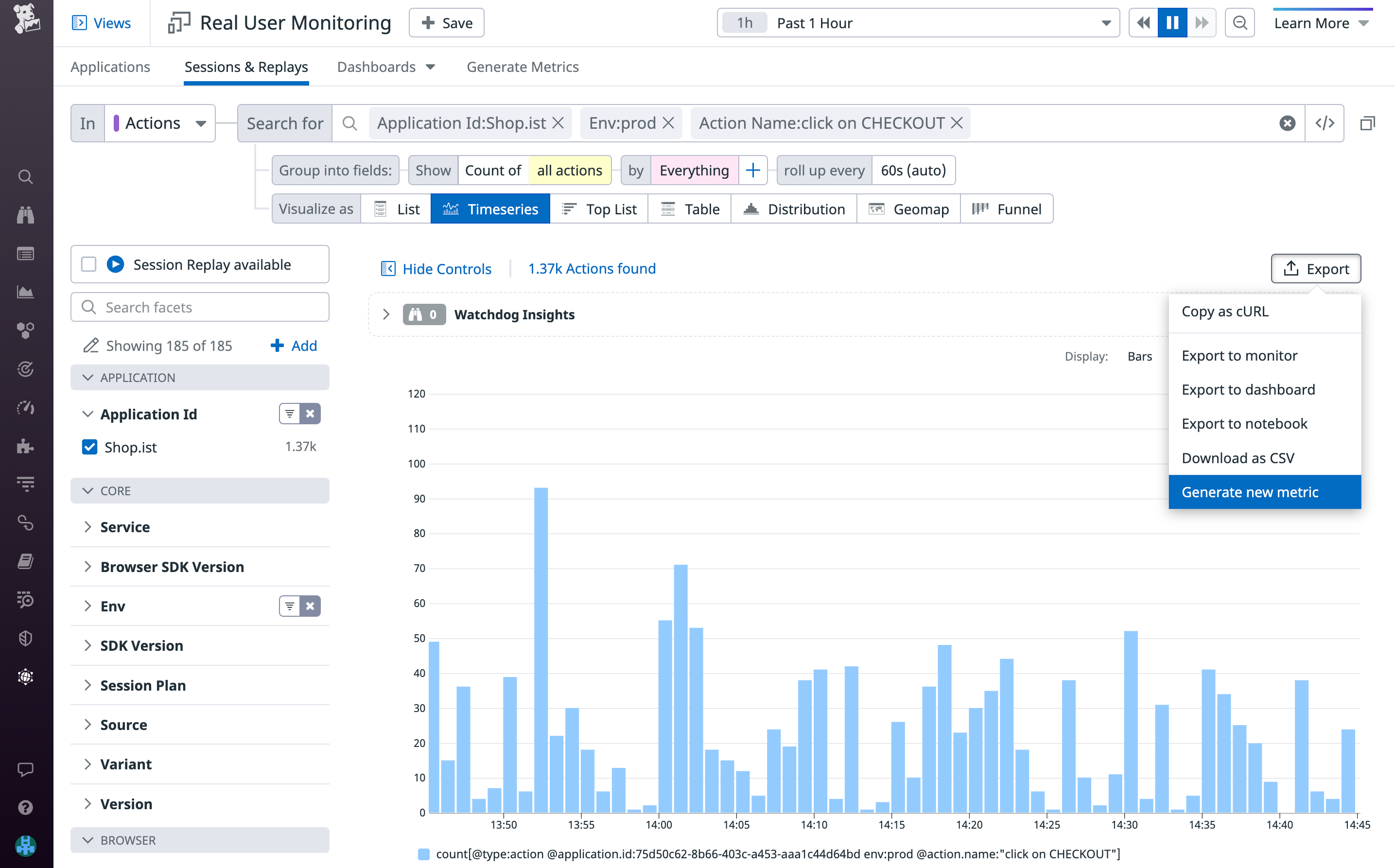Generate metrics directly from RUM queries.