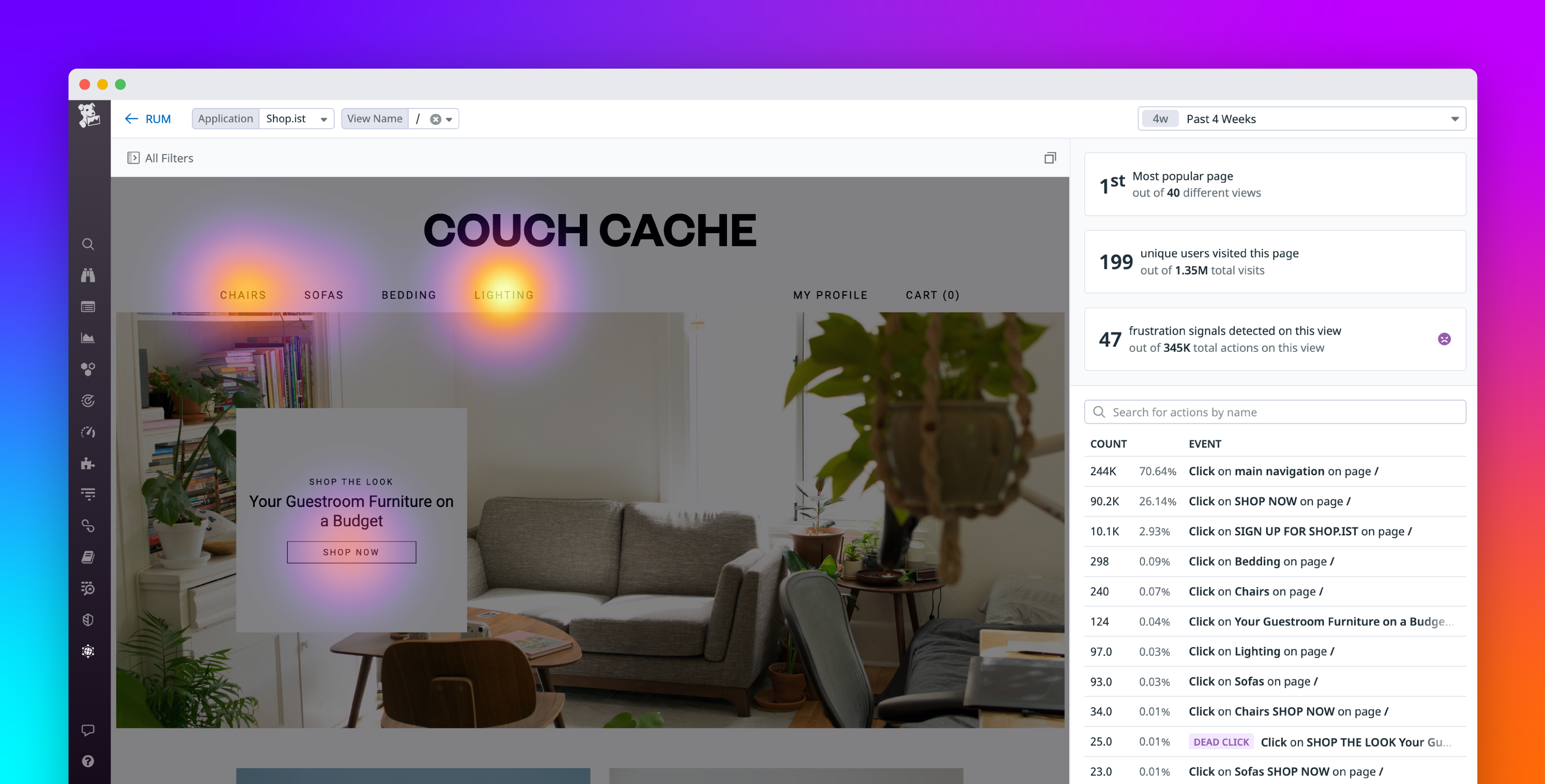 Visualize user behavior with Datadog Click Maps