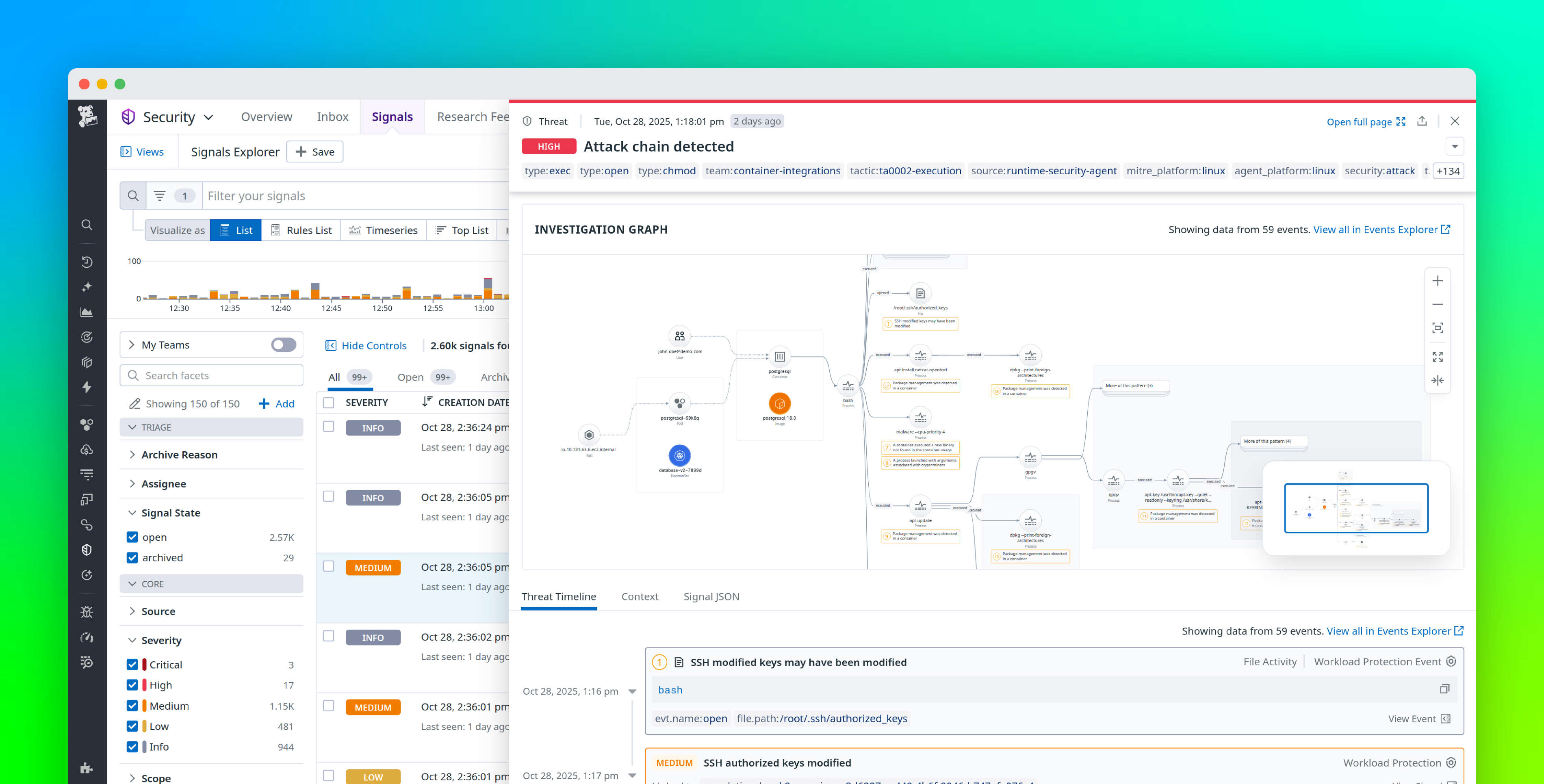 Turn fragmented runtime signals into coherent attack stories with Datadog Workload Protection
